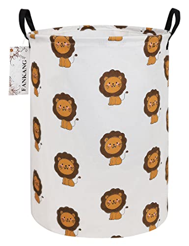 FANKANG Foldable Waterproof Storage Basket with PE Coating - Large Canvas Laundry Hamper for Kids, Nursery, Office & Bedroom - Perfect for Clothes, Toys Organization (Lion Design) | Ideal for Home Storage, Kids Room Decor & Laundry Sorting