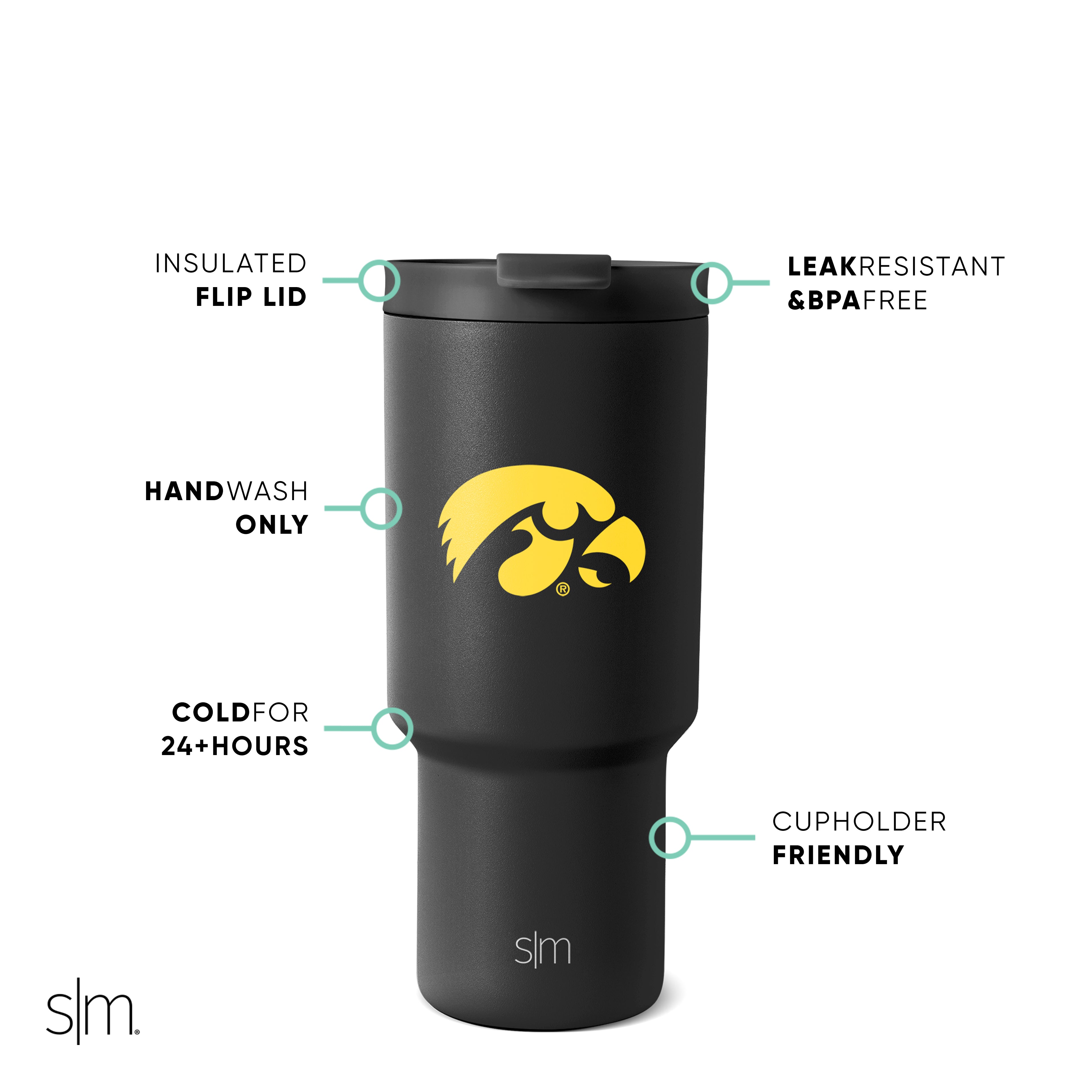 Collegiate Trek Tumbler - Insulated Stainless Steel Water Bottle with Lid & Straw - Perfect for College, Hiking, Gym & Outdoor Adventures