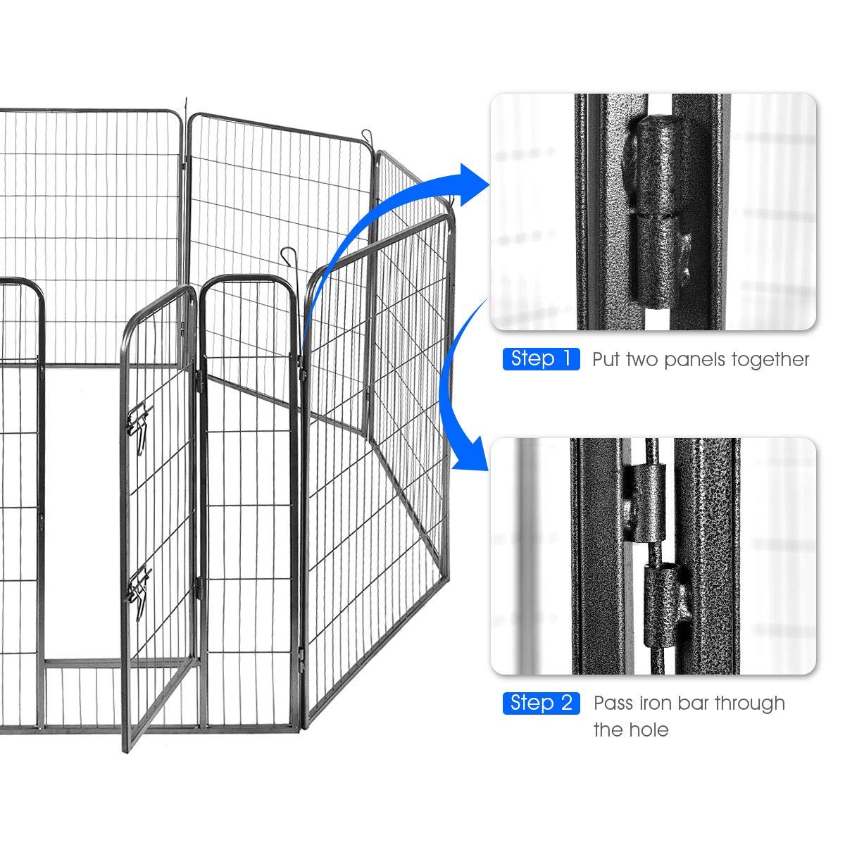 Giantex 16/8 Panel Foldable Metal Pet Playpen with Door - Portable Dog Exercise Pen, Cat & Rabbit Fence, Chicken Barrier for Indoor/Outdoor Use - Ideal for Backyard, Kennel & Travel (48'', 16 Panels)