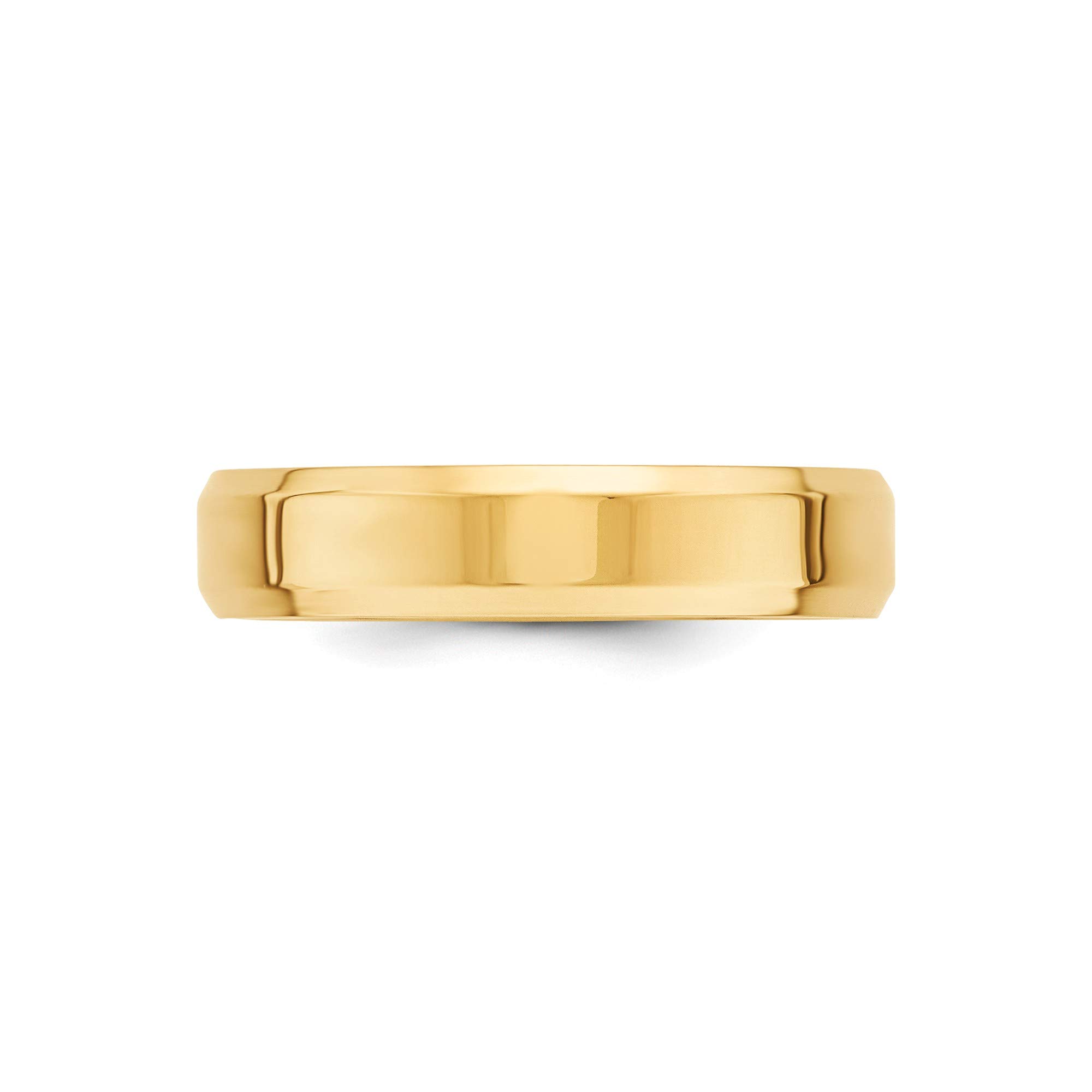 14K Yellow Gold 5mm Bevel Edge Comfort Fit Ring - Size 7.5 for Women