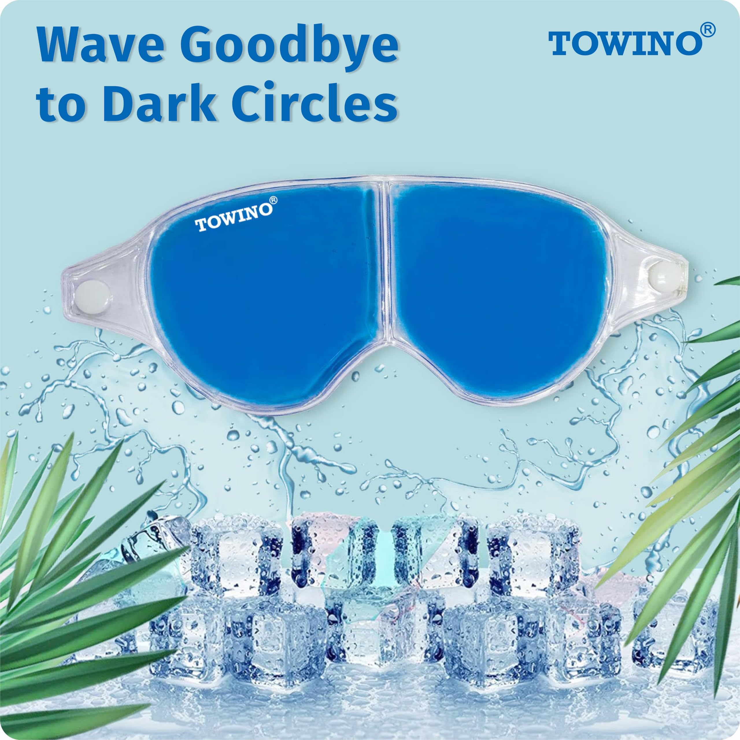 TOWINO CARE® Cooling Gel Eye Mask for Dark Circles, Puffy Eyes & Dry Eyes Relief - Reusable Eye Patches for Pain, Redness & Relaxation - Sleep Mask for Women & Men (Blue) - Perfect for Travel, Work & Home Use