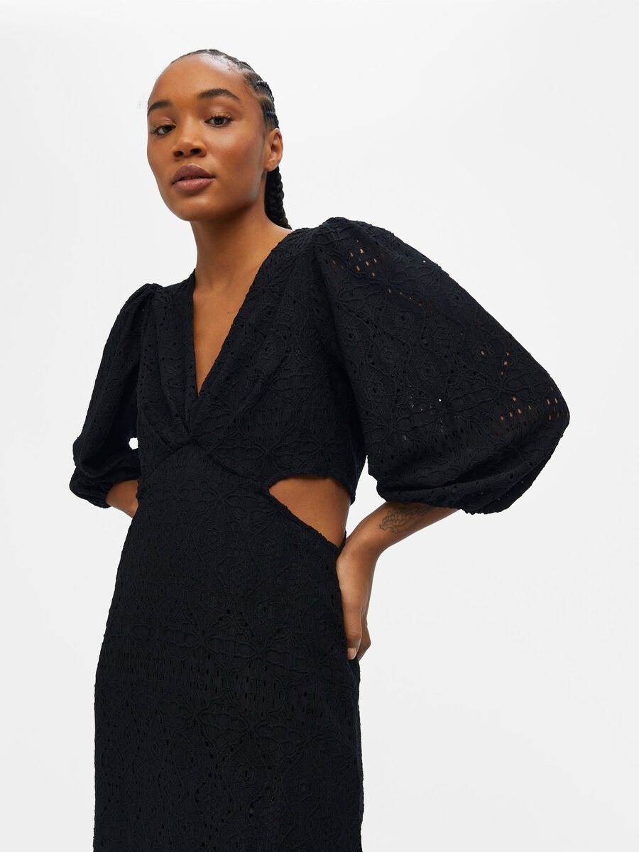 Angelle Midi Dress for Women - Elegant Black Flowy Summer Dress for Casual Wear, Date Night & Office Outfits