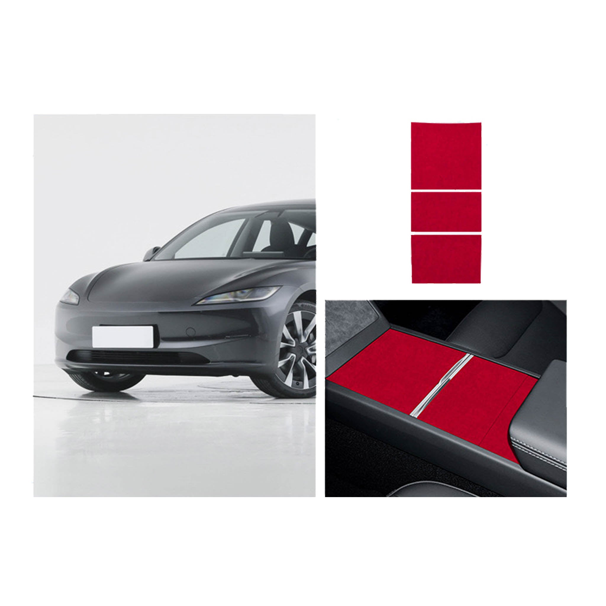 Premium Tesla Alcantara Center Console Wrap Sticker - Compatible with 2024+ Model 3 Highland & 2025+ Model Y Juniper - Luxury Interior Upgrade for Enhanced Driving Comfort