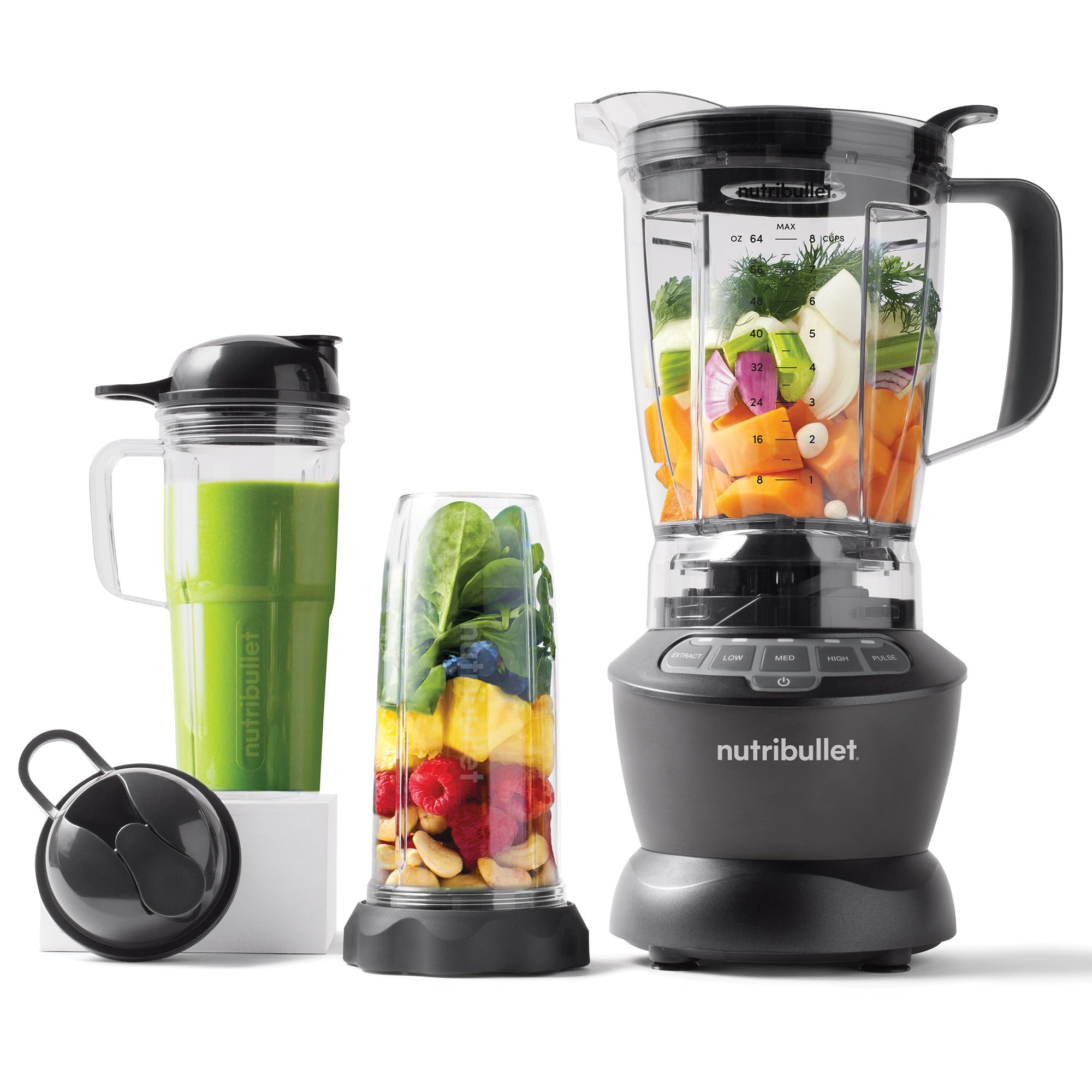 Nutribullet NBF500MB 1200W Professional Blender Combo with 3 BPA-Free Cups (1.8L, 700ml, 500ml) - Powerful Electric Blender for Smoothies, Juices, Sauces & Food Prep - Ideal for Home Kitchen, Gym & Healthy Lifestyle