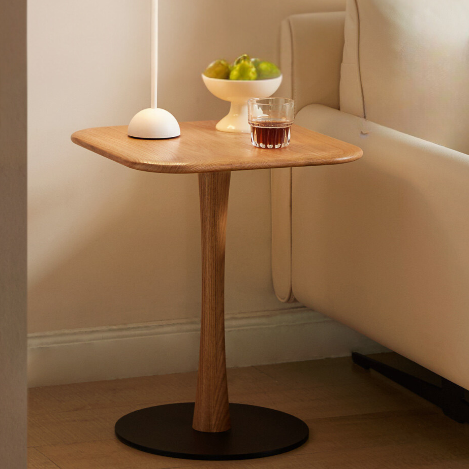 Solid Oak & Black Walnut Small Square Side Table - Handcrafted Wooden End Table for Living Room, Bedroom, or Office Decor