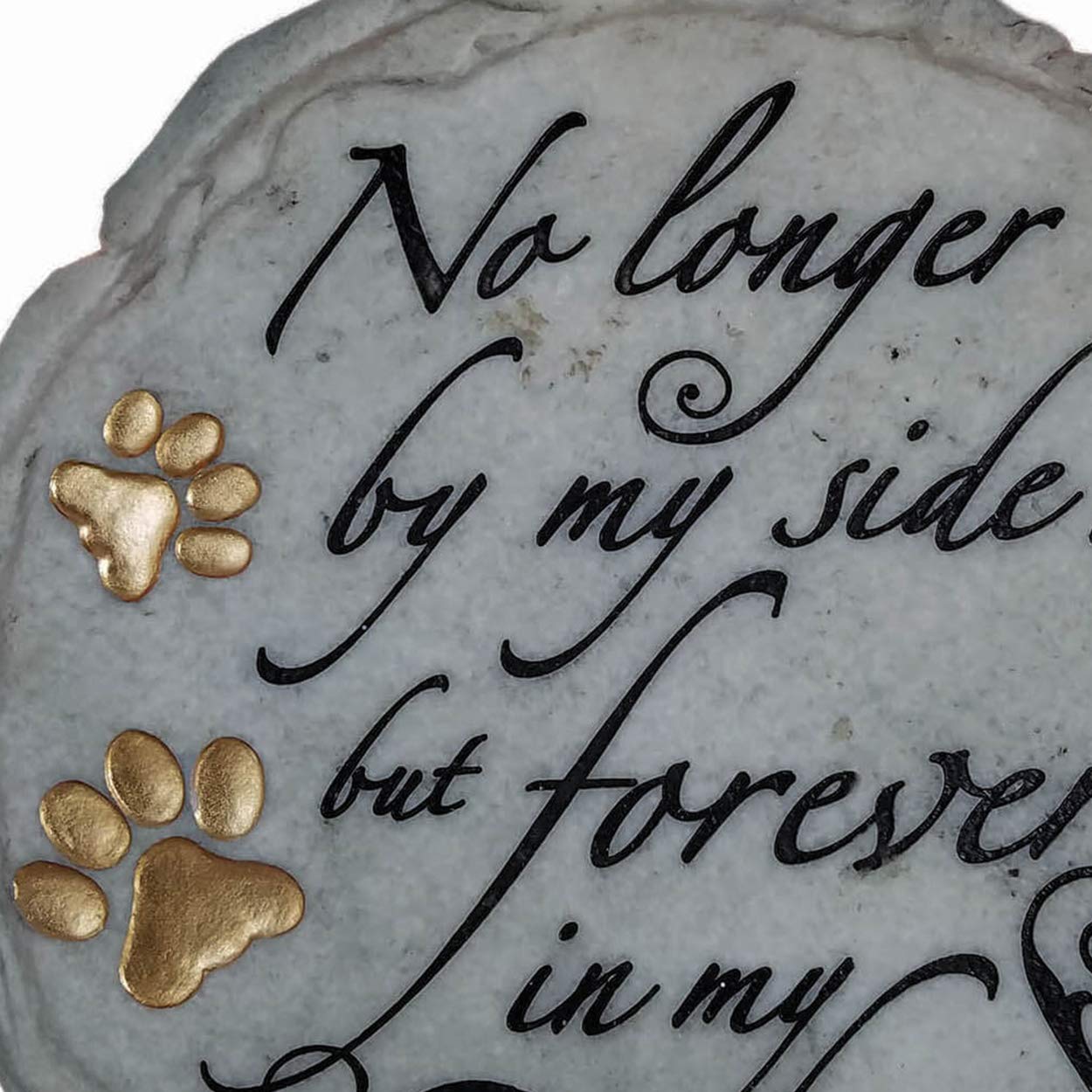 Spoontiques Garden Decor - 'No Longer By My Side' Memorial Stepping Stone - 9.63 Inch Round Decorative Garden Stone for Pathways, Flower Beds & Outdoor Memorials