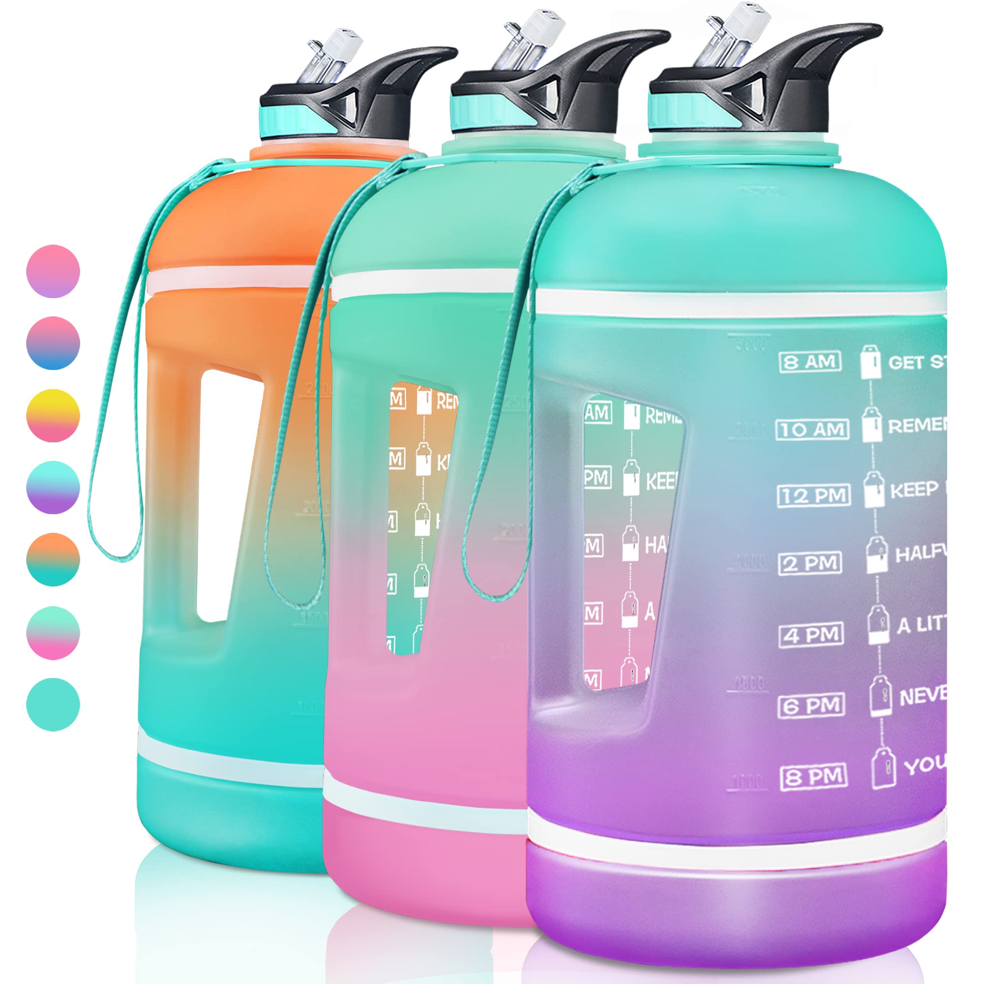 ZOMAKE 64oz/128oz Motivational Water Bottle with Straw & Time Marker - BPA Free, Leakproof Large Gallon Jug for Gym, Hiking & Daily Hydration - Ensure You Drink Enough Water Every Day