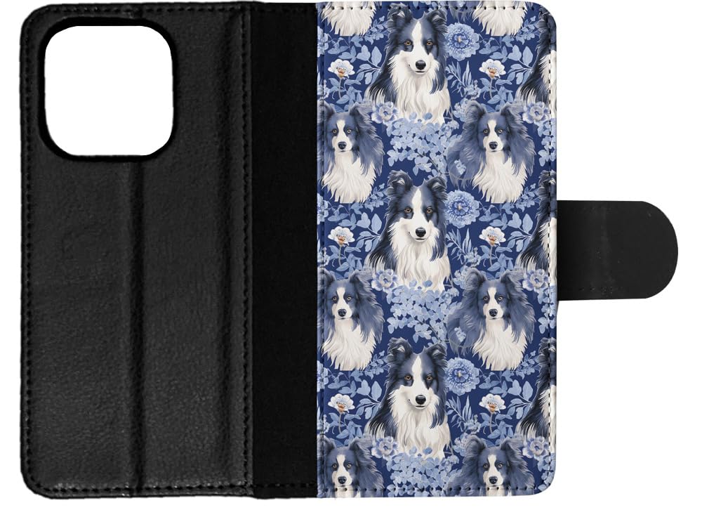 Shetland Sheepdog Puppy Dog Pattern Faux Leather Flip Wallet Phone Case for Apple iPhone 14 Pro - Perfect for Dog Lovers & Everyday Use