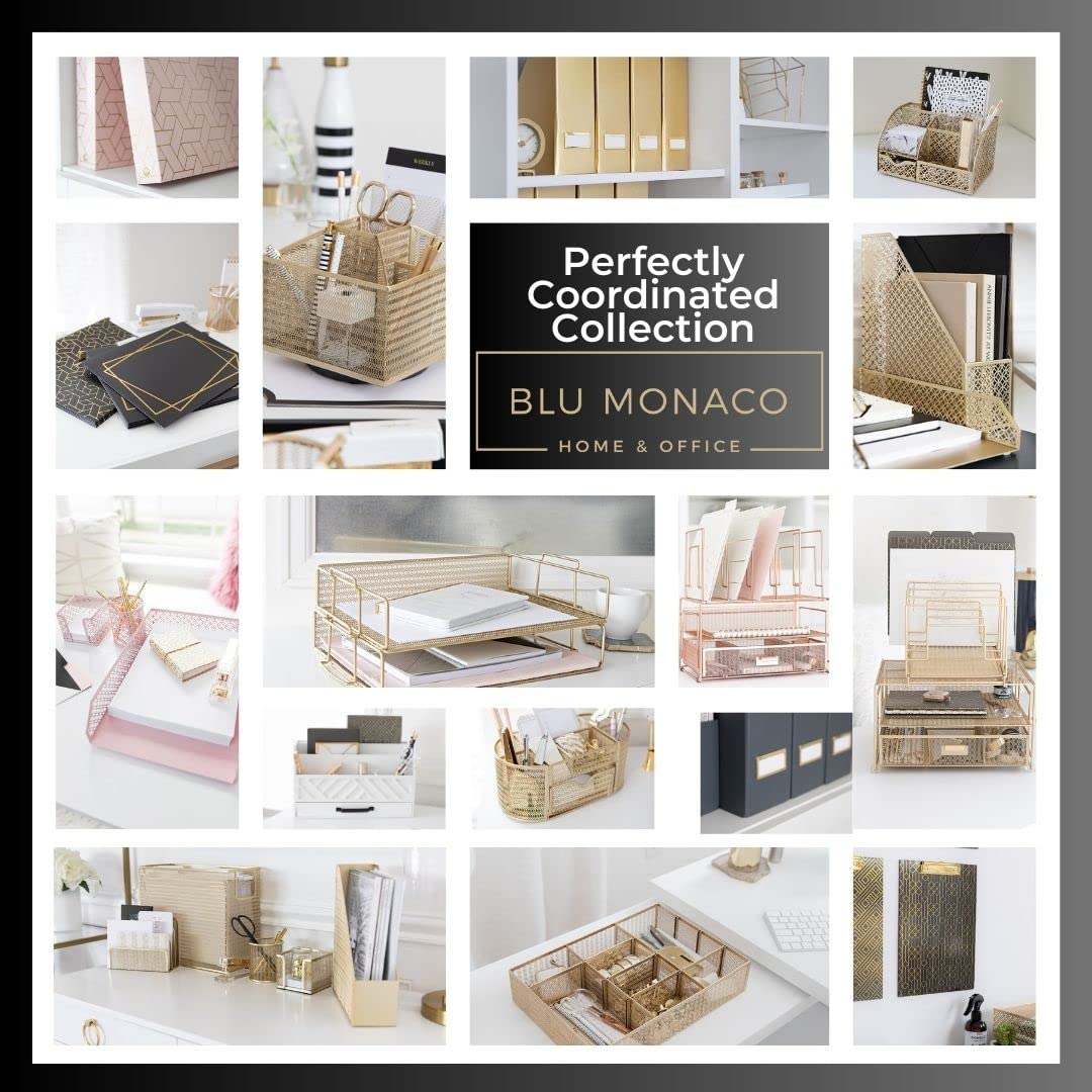 BLU MONACO Gold Desk Organizer - Office File Holder for Desk Storage (Home & Office Use)