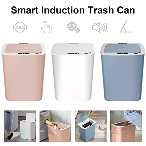 14L Smart Induction Trash Can - Automatic Motion Sensor Dustbin for Kitchen, Bedroom & Bathroom | Touchless Electric Waste Bin with Odor Control | Ideal for Home, Office & Indoor Use (Pink)