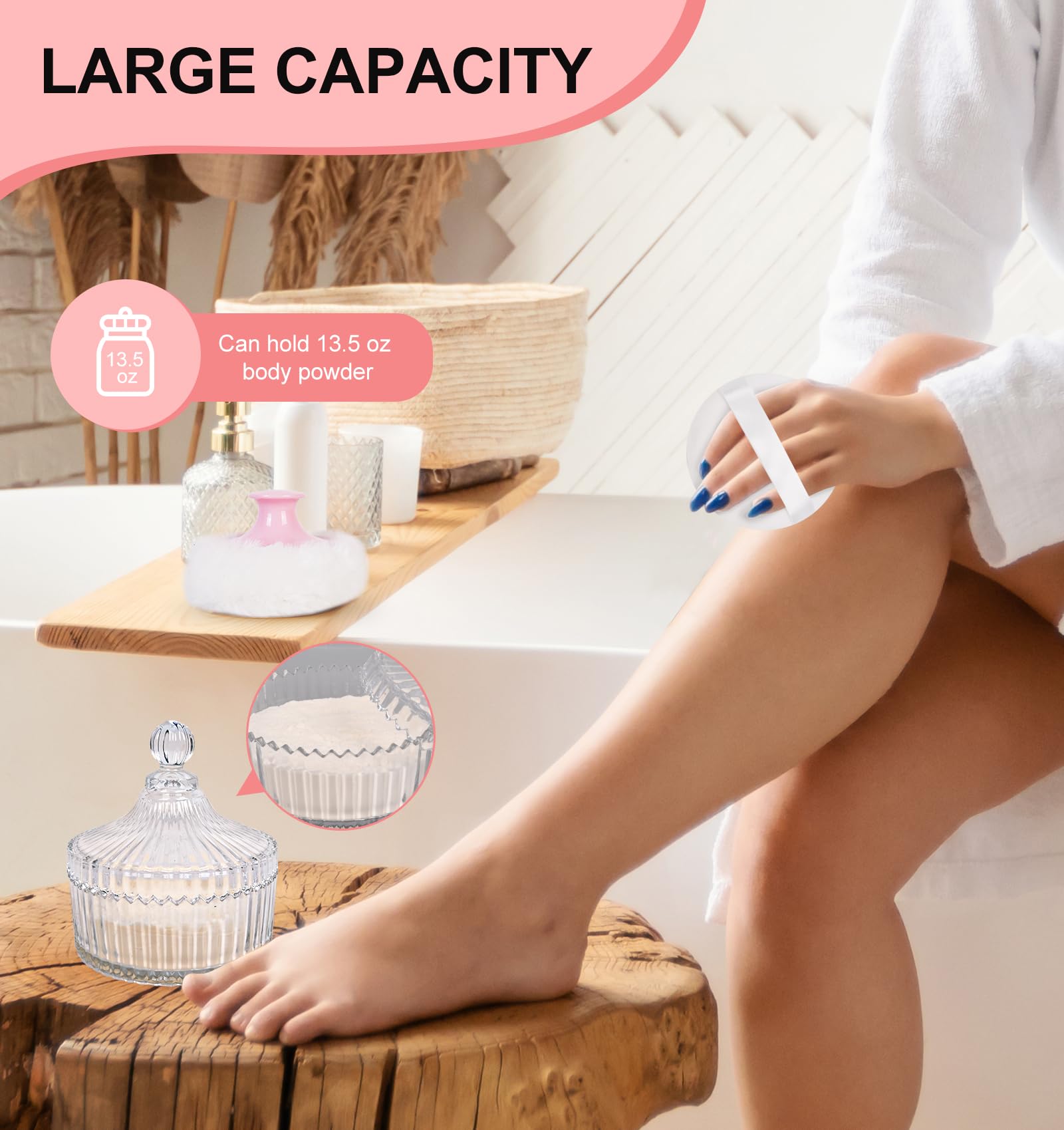 LAKIRA Extra Large Body Powder Puff with Container - 5.35