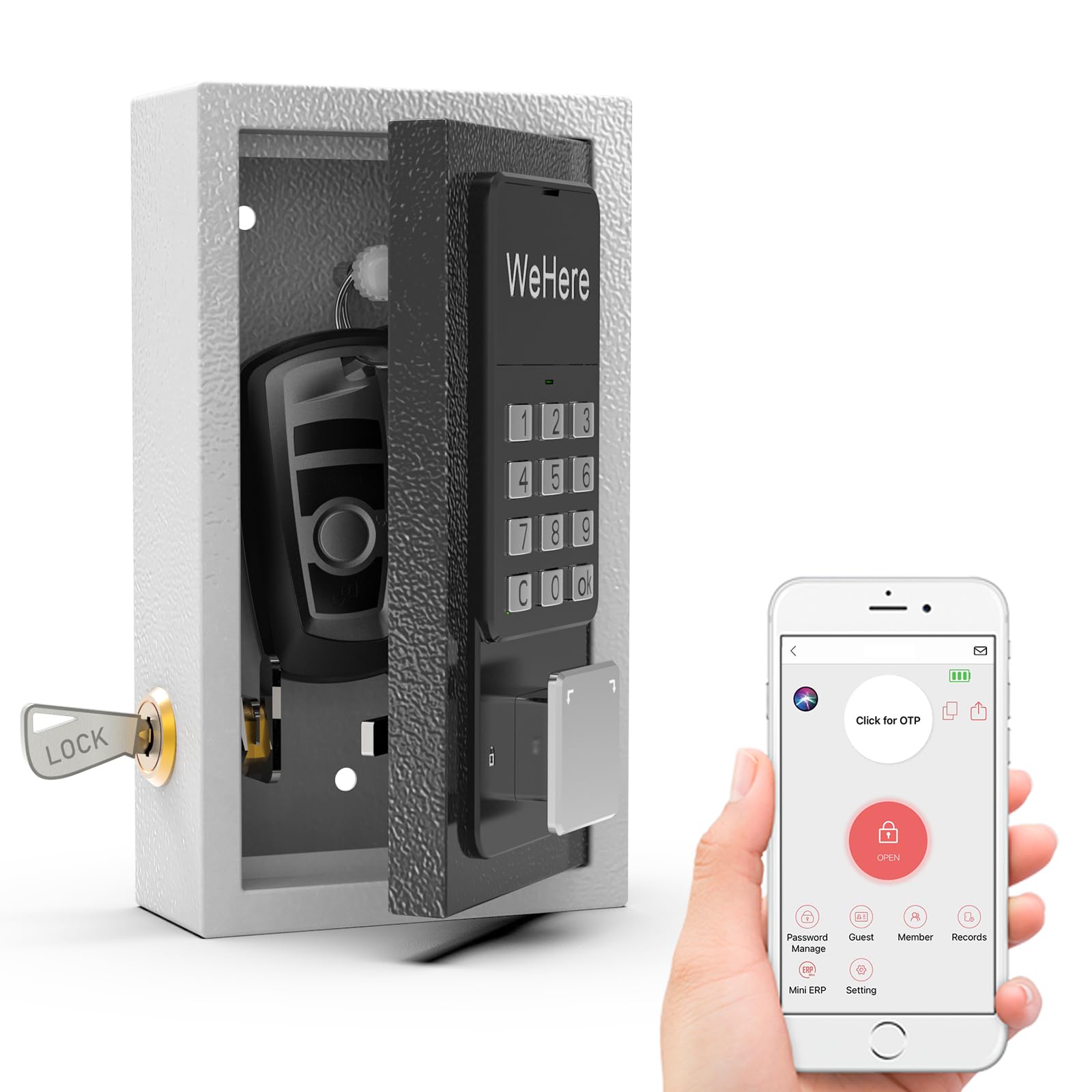 Wall Mount Key Lock Box - Smart Key Safe with One-Time Password, Bluetooth, Wi-Fi & Fixed Code Unlock | Secure Key Storage for Home, Realtors, Airbnb, Apartments & Stores | Perfect for Outdoor Key Access & Property Management