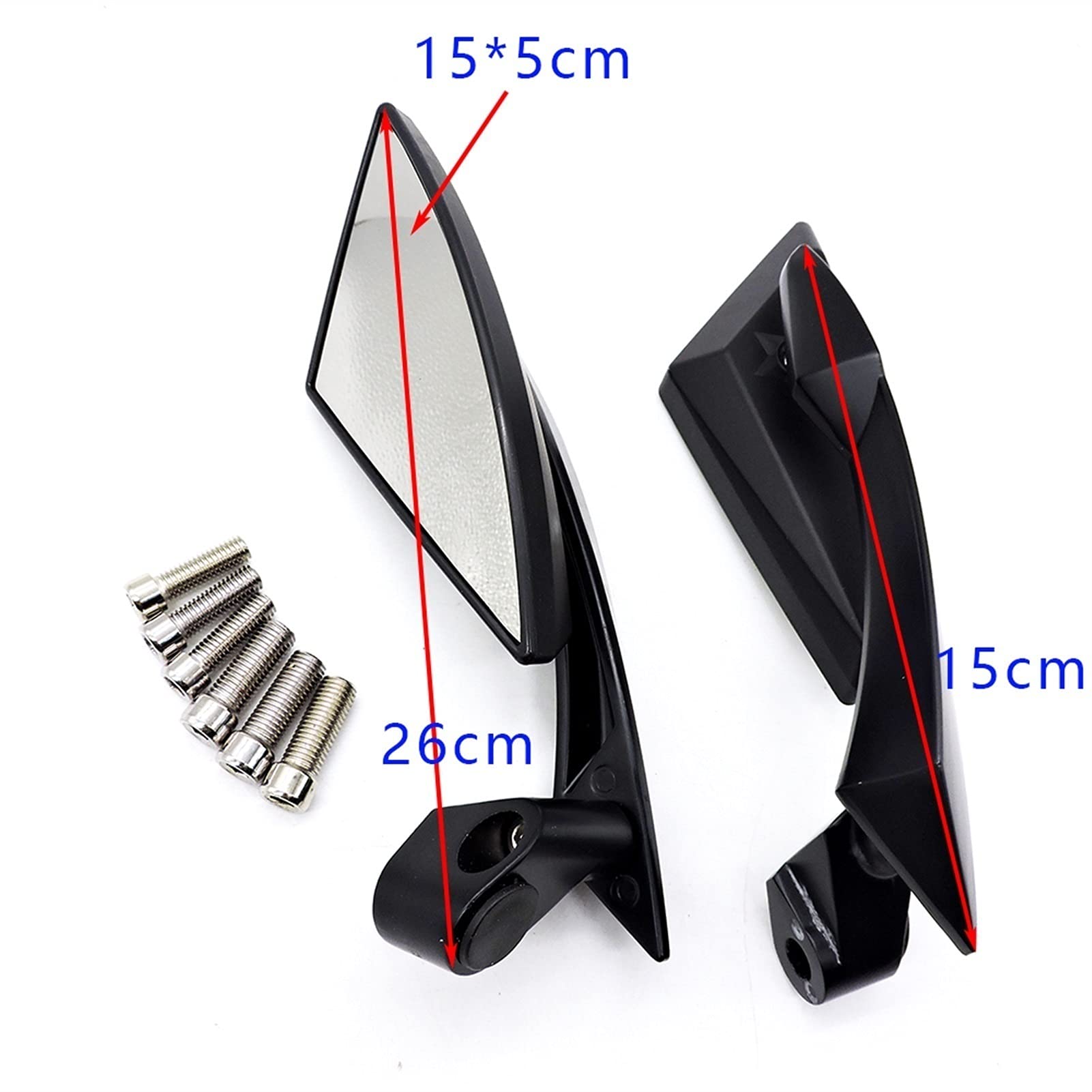 Universal 2-Piece Aluminum Alloy Motorcycle Rearview Mirrors - CNC Machined Triangle Side Mirrors for Harley, Honda, Yamaha & More - Perfect for Cruisers, Touring Bikes & Street Motorcycles