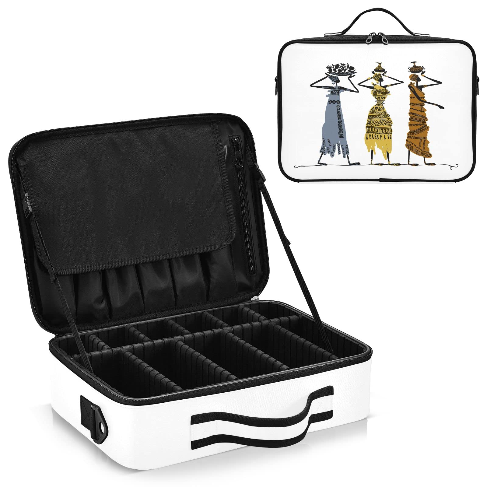 Moyyo Professional Travel Makeup Bag for Women - Portable Cosmetic Organizer with Jugs, Train Case & Artist Storage - Perfect for Travel, Home & Salon Use