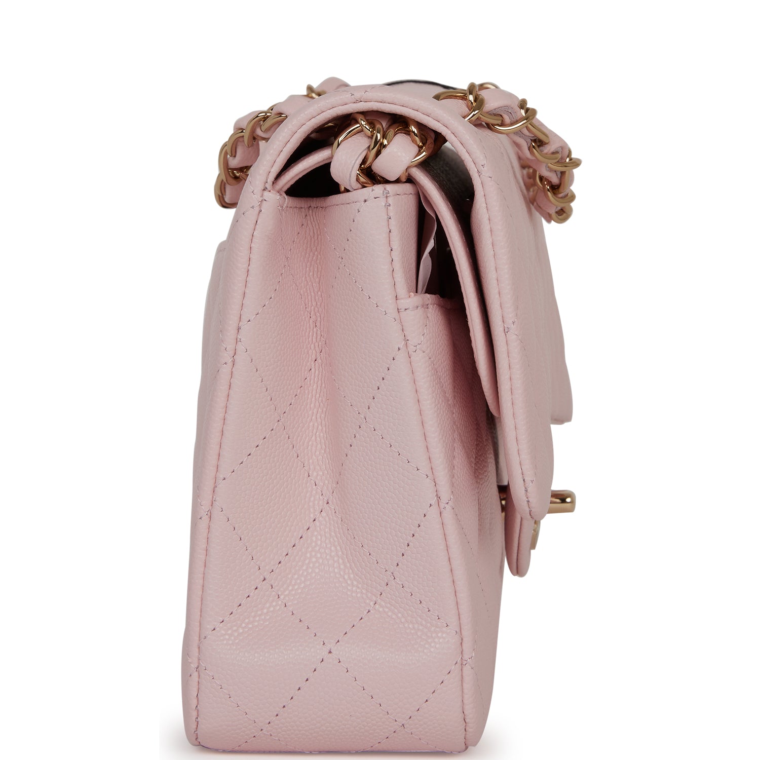 Chanel Medium Classic Double Flap Bag in Light Pink Caviar Leather with Light Gold Hardware - Luxury Handbag for Women, Perfect for Parties, Weddings & Everyday Elegance