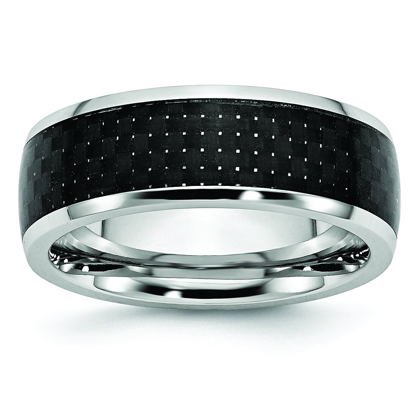 Premium Cobalt Polished Black Carbon Fiber Inlay Ring - 8mm Band Width, Size 9.5 - Perfect for Men's Wedding Bands, Anniversary Gifts & Luxury Jewelry Collections