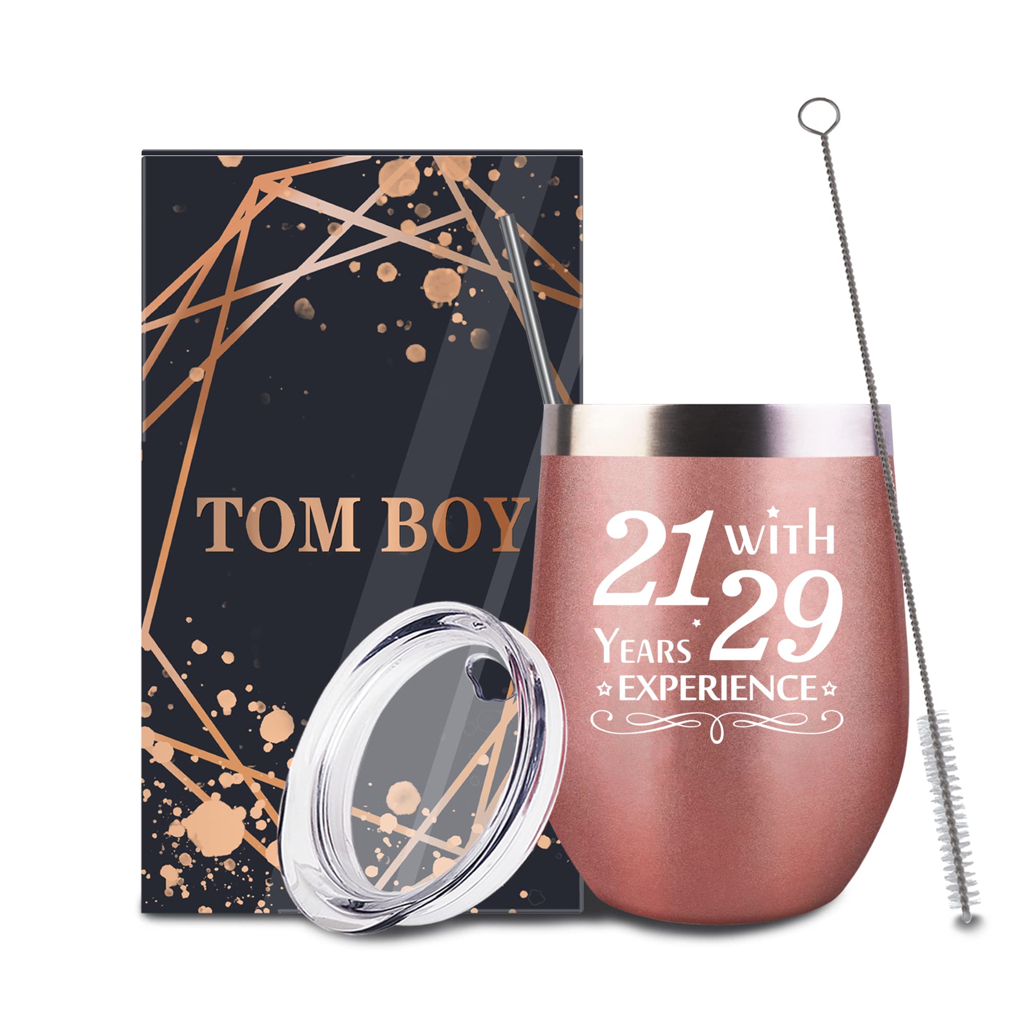 50th Birthday Gifts for Women - Rose Gold 12oz Wine Tumbler Mug for Mom, Wife, Sister & Best Friends | Unique Turning 50 Decorations & Party Ideas | Perfect for Celebrations, Anniversaries & Special Occasions