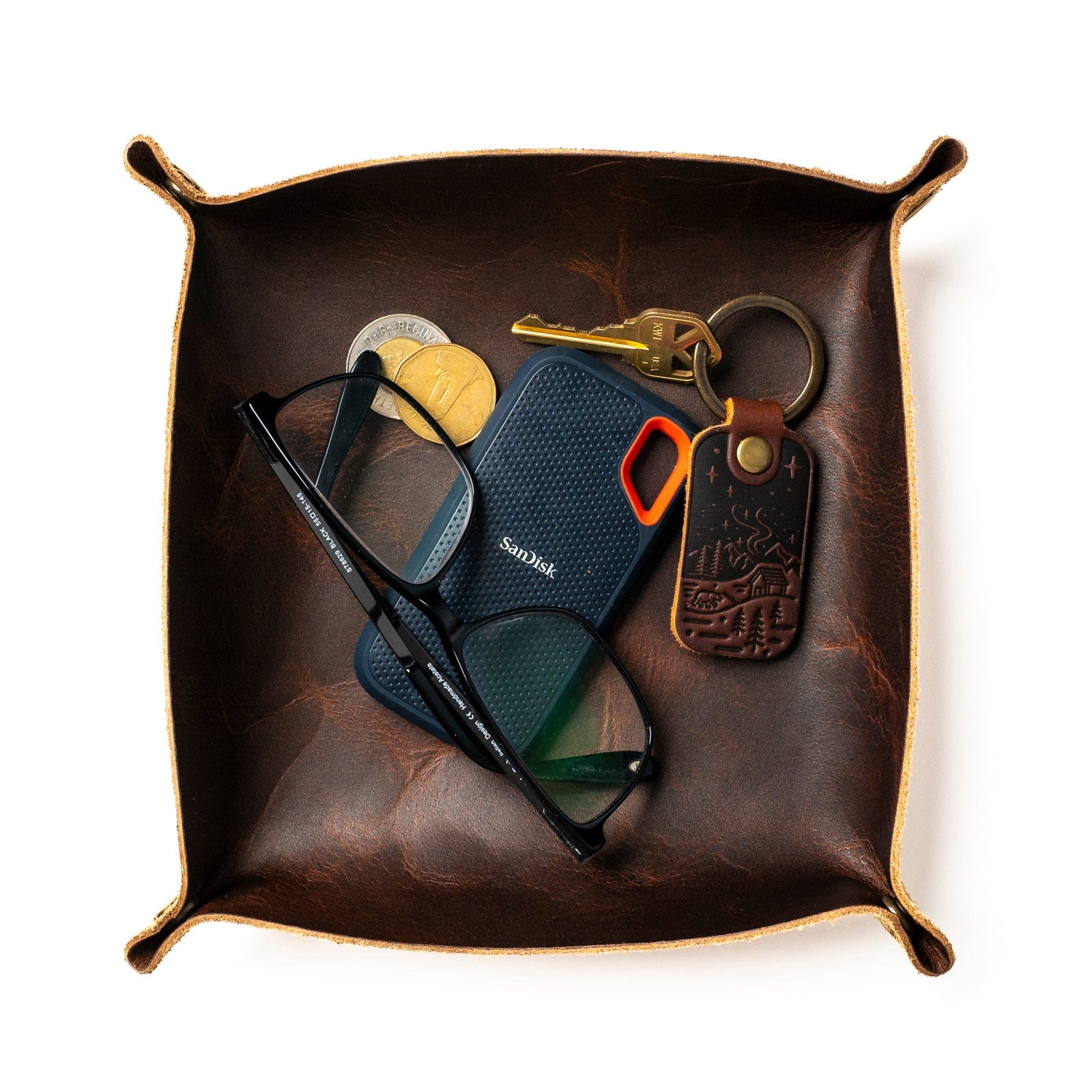 Premium Leather Valet Tray for Keys, Wallet & Jewelry | Handmade Organizer for Dresser, Nightstand & Entryway | Perfect Gift for Men & Women