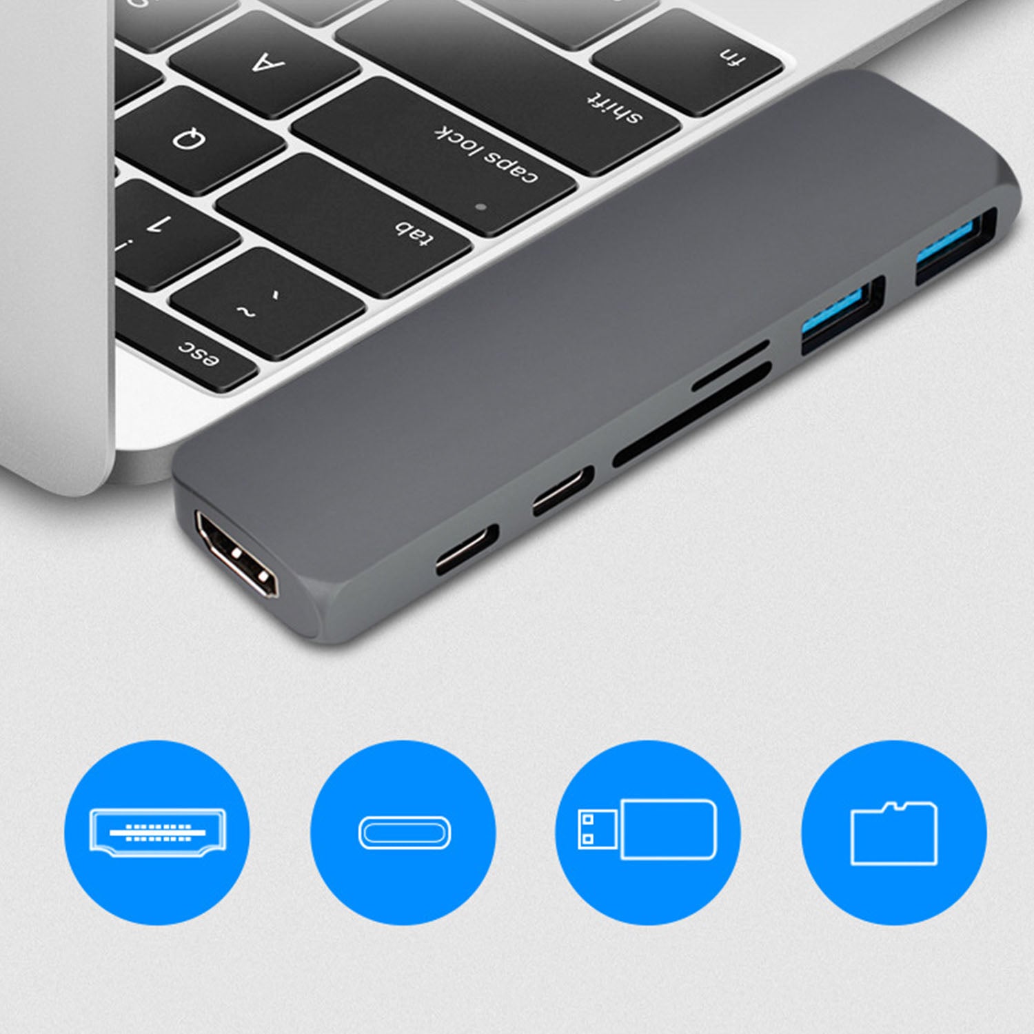 7-in-1 USB C Hub with 4K HDMI Adapter for MacBook Pro/Air - Portable Multi-Port Dongle for Charging, Data Transfer & External Display | Perfect for Home Office, Travel & Remote Work