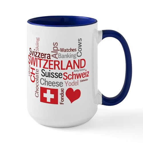 White/Navy Inside - Switzerland Favorite Swiss Things Large Mug