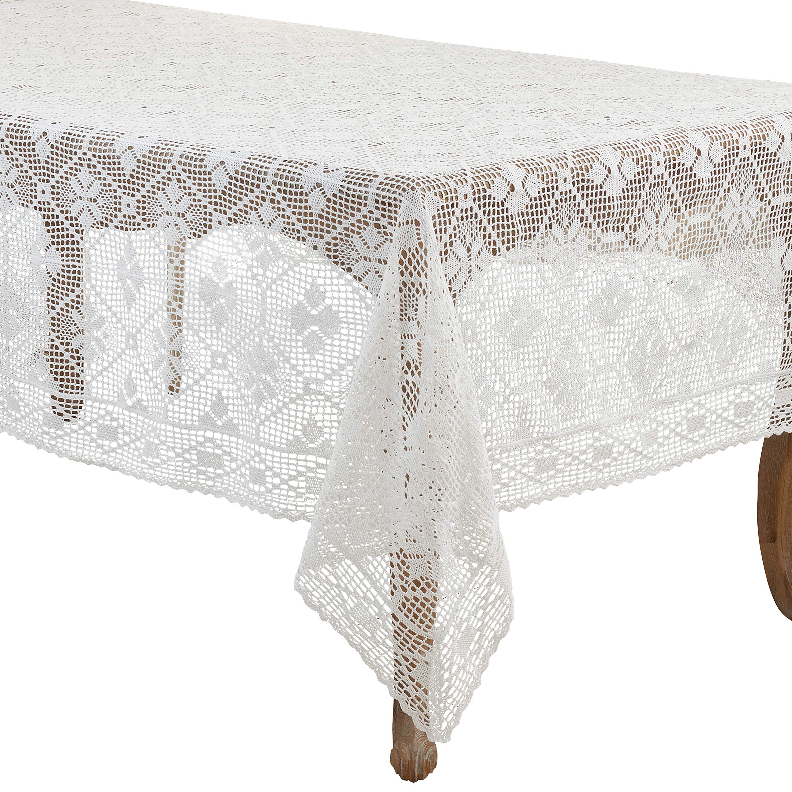 Handmade Crochet Lace Tablecloth - Elegant Round Dining Table Cover for Wedding, Party & Home Decor - Perfect for Farmhouse, Boho & Vintage Style