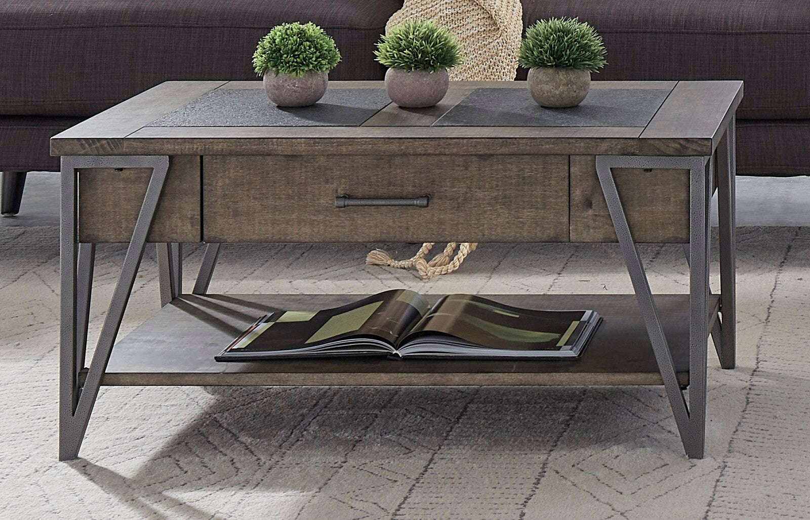 Industrial Style 3-Piece Coffee Table and End Table Set - Modern Living Room Furniture for Home & Office Decor
