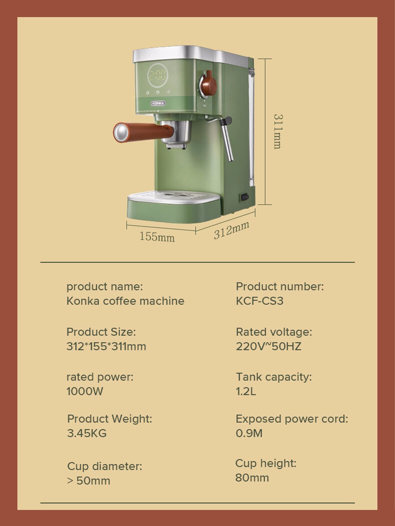 20 Bar Espresso Machine with Milk Frother - Compact Home Coffee Maker for Latte & Cappuccino - Perfect for Kitchen Countertops and Small Spaces