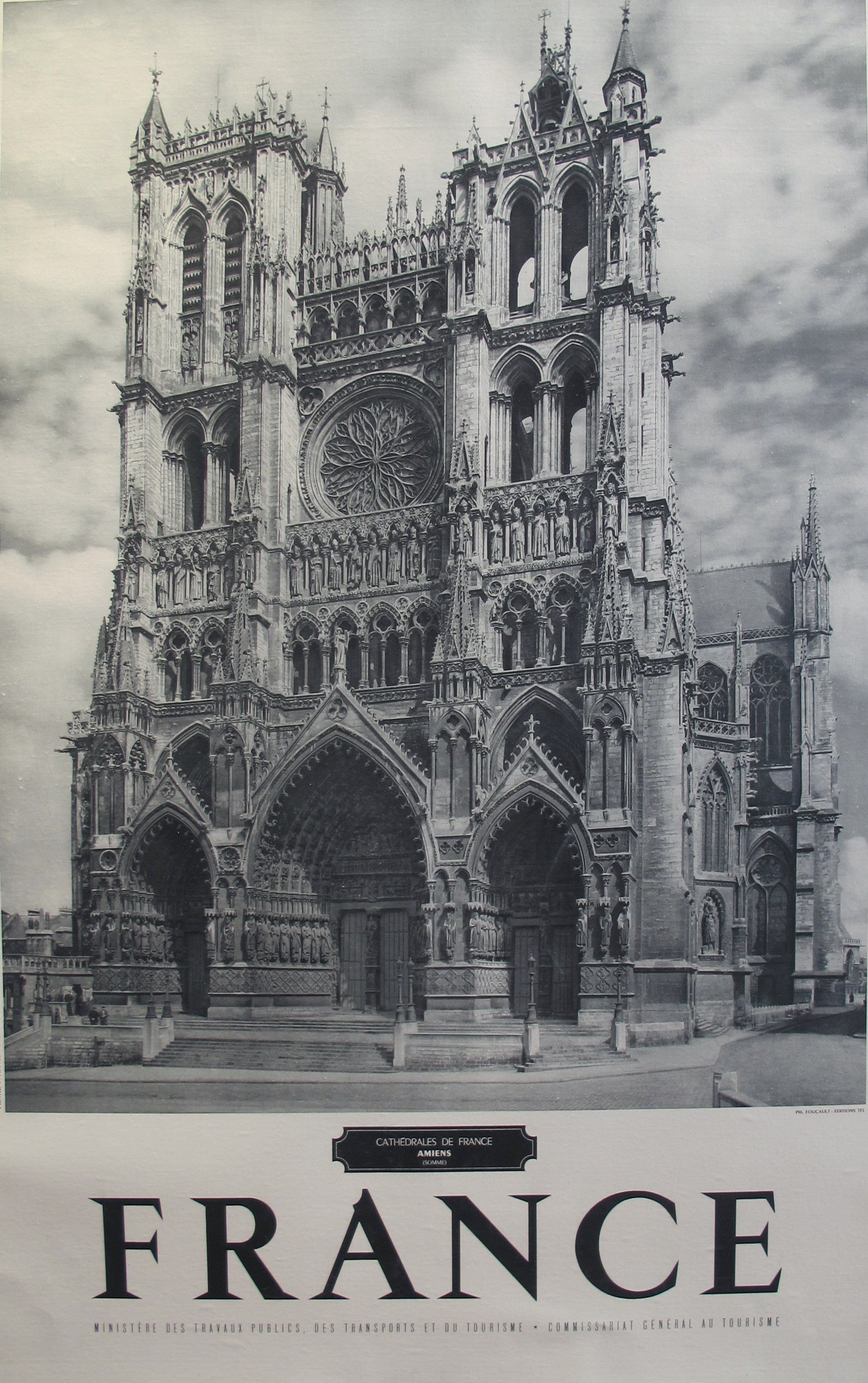 1950s Vintage French Travel Poster - Amiens Cathedral in Somme, France | Retro Wall Art for Home & Office Decor