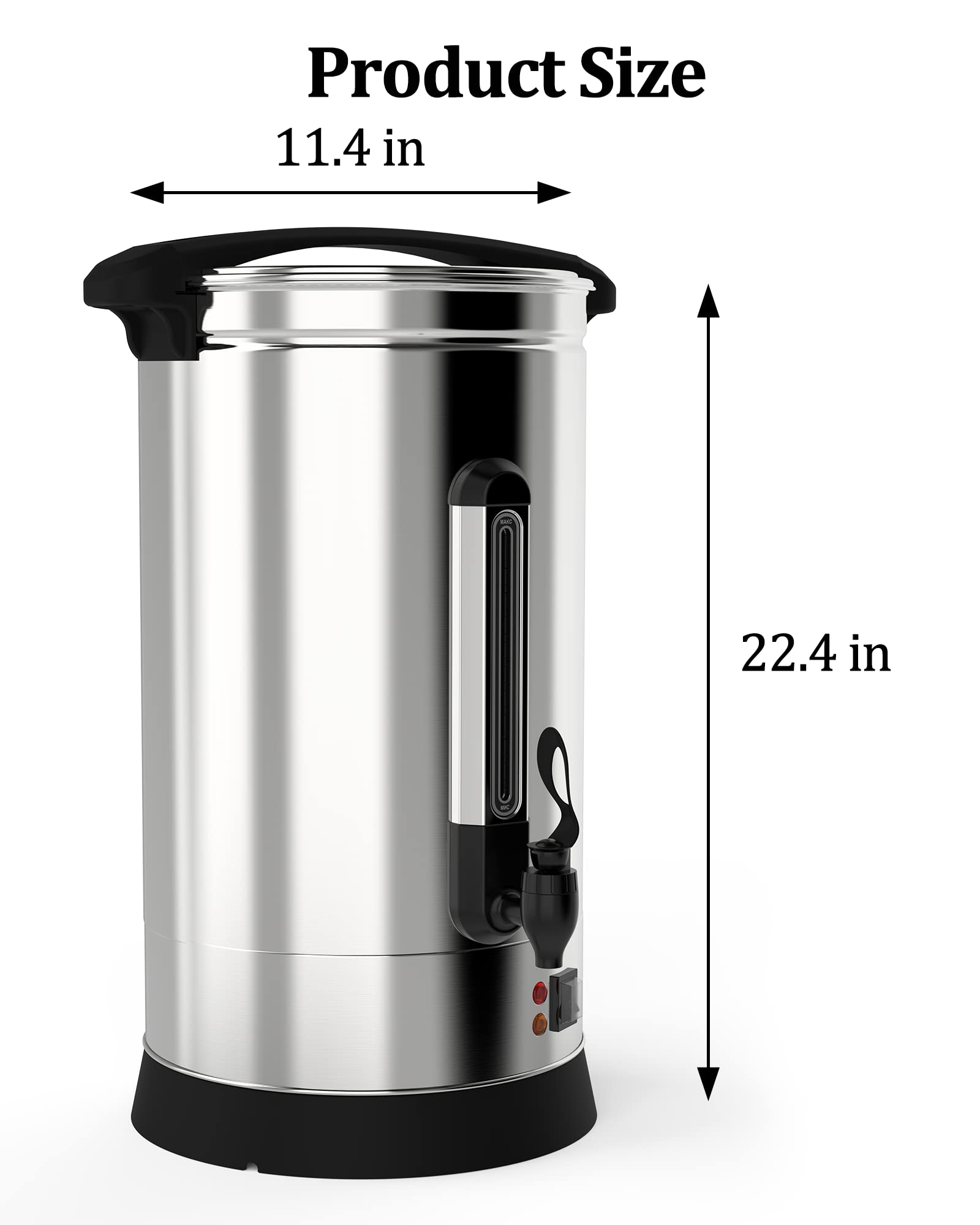Commercial Grade Hot Water Dispenser with Coffee Percolator - 16L (110 Cups) Stainless Steel Hot Beverage Thermos for Catering, Offices & Events - Fast Heating, Durable & Energy Efficient - Perfect for Coffee Shops, Restaurants & Large Gatherings (Silver)