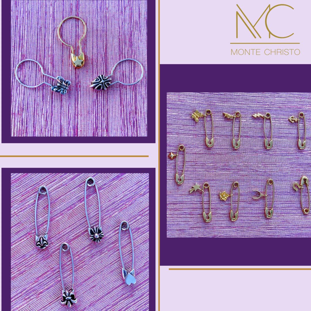Monte Christo Gold Safety Pin Hoop Earrings for Women - Single Earring, Dainty Charm Jewelry Gift - Made in USA - Perfect for Casual Wear, Parties & Unique Fashion Statements