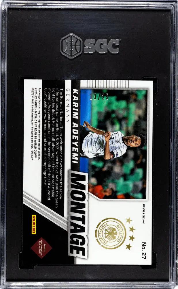 2021 Panini Mosaic Road To World Cup Karim Adeyemi White Prizm SGC 9 /25 - Rare Soccer Trading Card for Collectors & World Cup Fans - Perfect for Sports Memorabilia Displays & Investment Collections