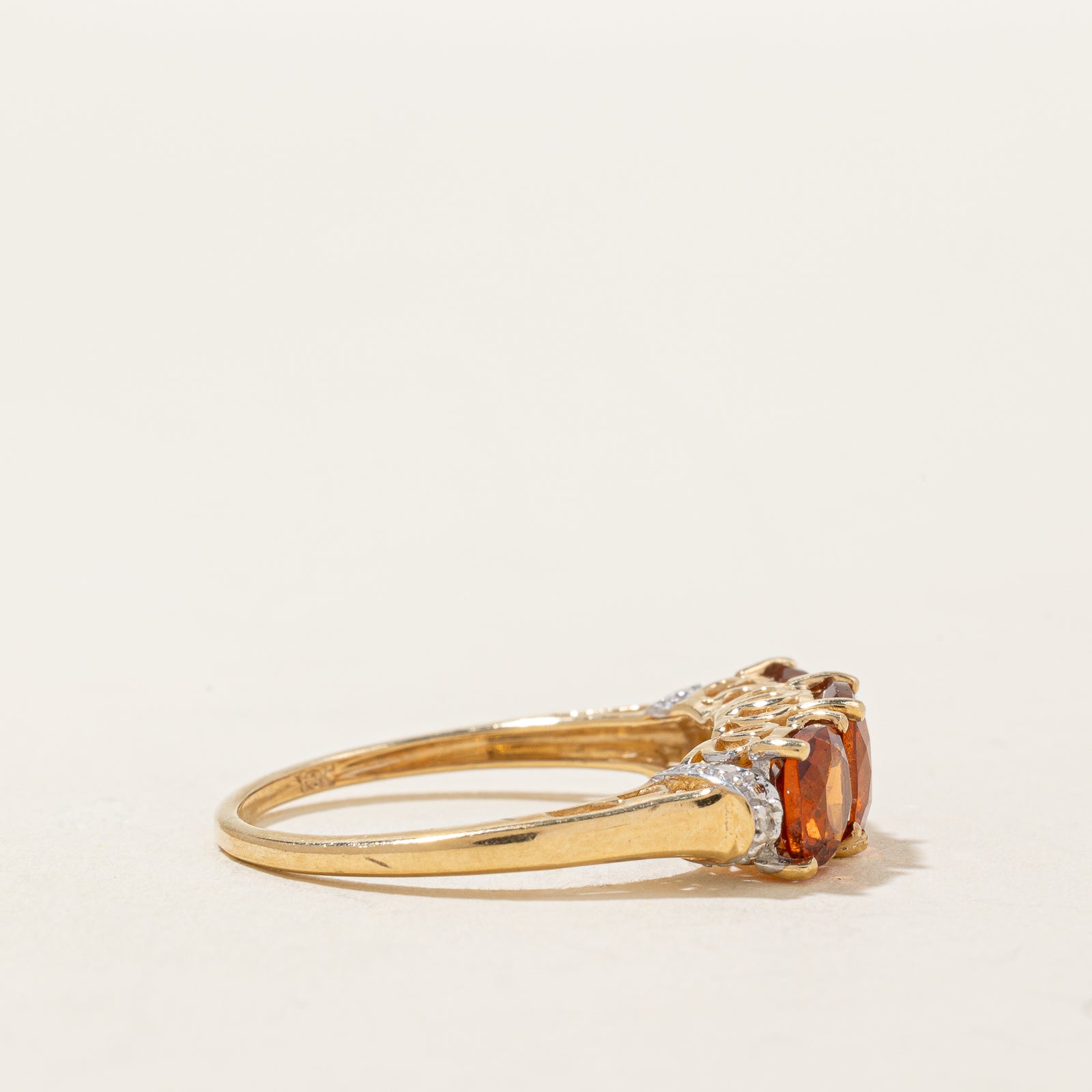 Hessonite Garnet and Diamond Ring 3.00ct Natural Gemstone 0.01ctw White Diamond 925 Sterling Silver Size 7.75 | Elegant Jewelry Gift for Women, Anniversary, Engagement, Wedding, Valentine's Day