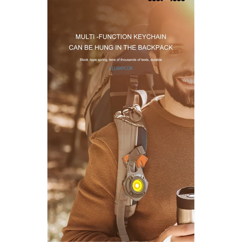 Bennort Rechargeable LED Keychain Flashlight with Lighter, Whistle, Screwdriver & Bottle Opener - 800 Lumens COB Portable Emergency Light for Outdoor Hiking, Camping, Survival Kits & Everyday Carry (EDC)