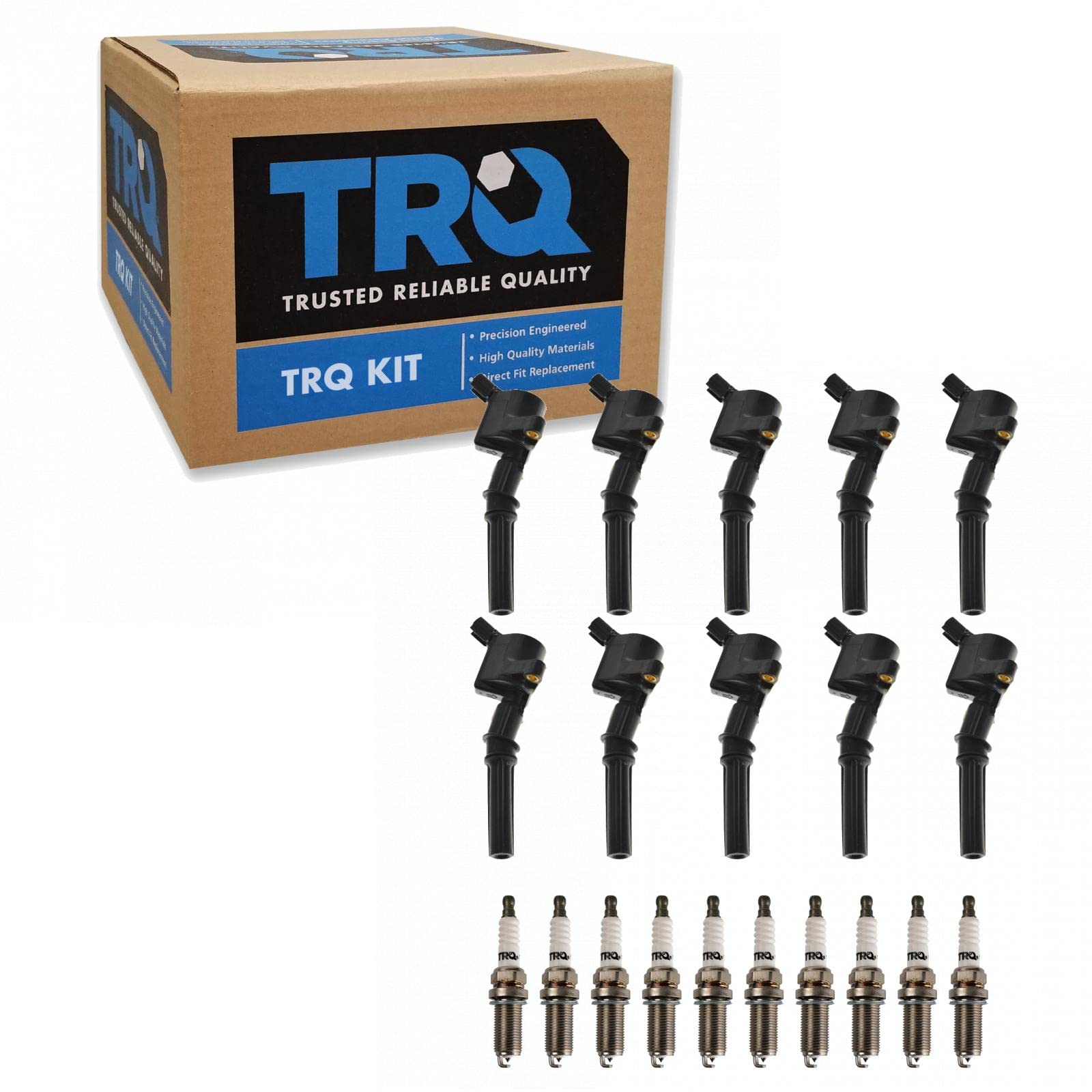 TRQ Ignition Kit with Coil & Spark Plugs - Compatible with Ford F-150/Expedition 1997-2019 - Perfect for Engine Tune-Ups & Performance Upgrades