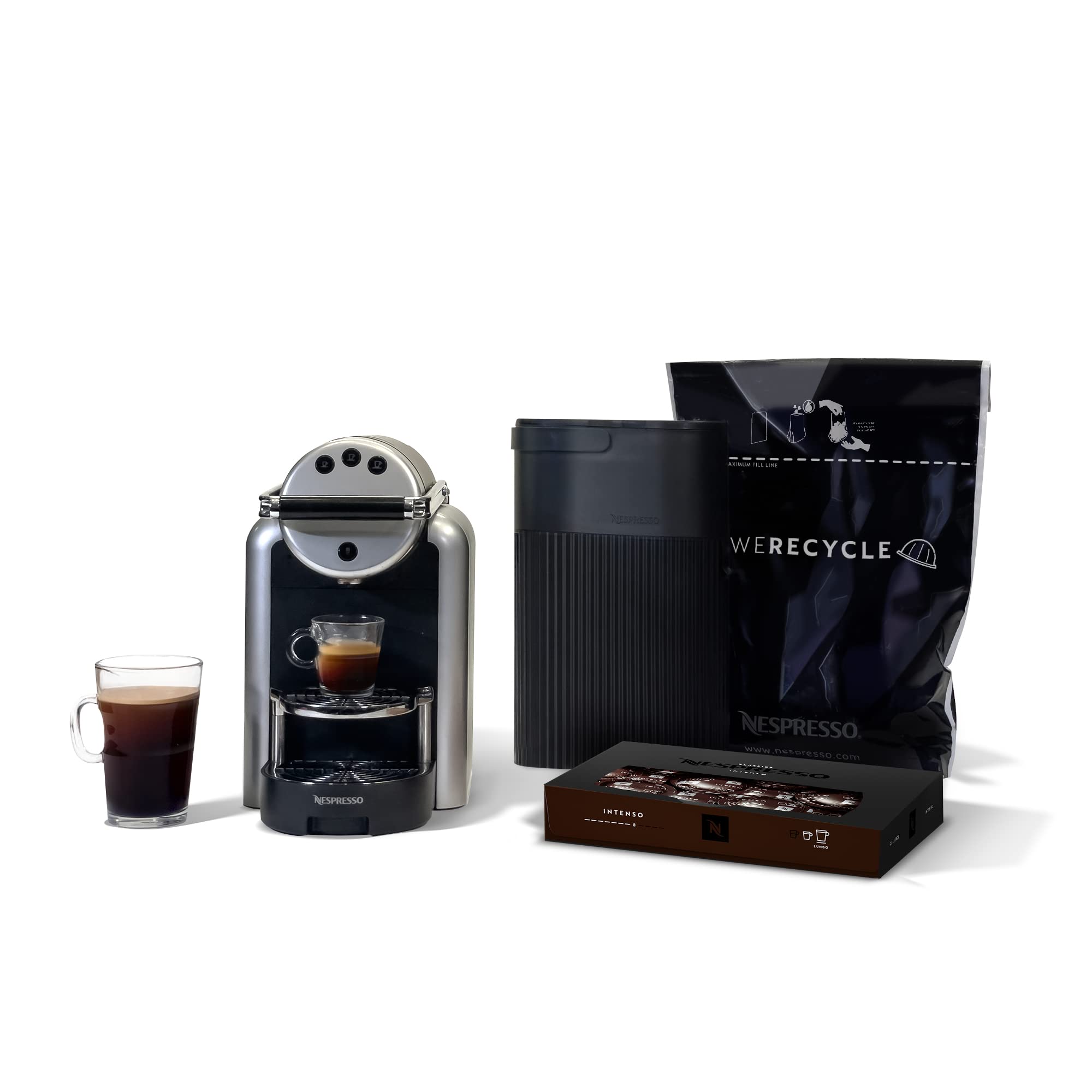 Nespresso Professional Coffee Starter Bundle for Small Businesses - Zenius Espresso Machine, Coffee Sampling Box, Capsule Recycling Bin & Bags | Perfect for Office Break Rooms, Cafés & Home Coffee Stations