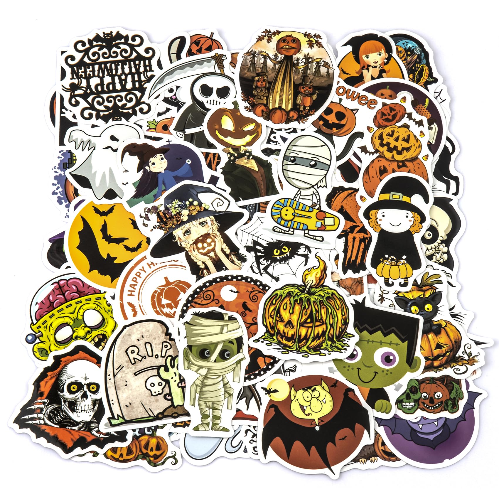 100 Pcs Halloween Vinyl Stickers Bulk - Waterproof Pumpkin & Vintage Stickers for Teens Adults - Perfect for Halloween Party Favors, Gifts, Water Bottles, Laptops & DIY Crafts
