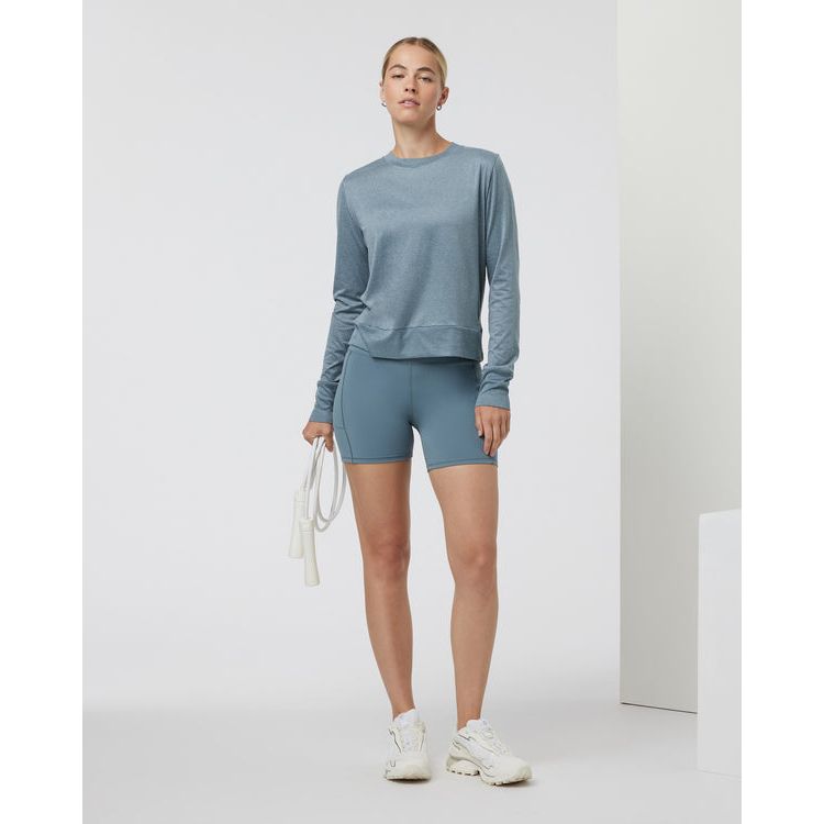 Vuori Women's Daydream Crew Sweatshirt - Soft Smoke Blue Heather Pullover for Yoga, Running & Lounge Wear | Cozy Casual Outfit for Workouts & Everyday Comfort