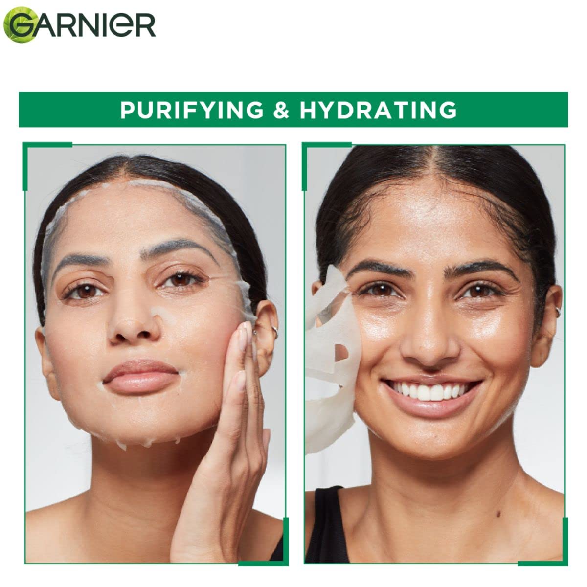 Garnier Skin Naturals Hydra Bomb Green Tea Serum Mask - Purifying & Pore Reducing Facial Sheet Mask, 1pc (28g) - Deep Hydration for Oily & Combination Skin