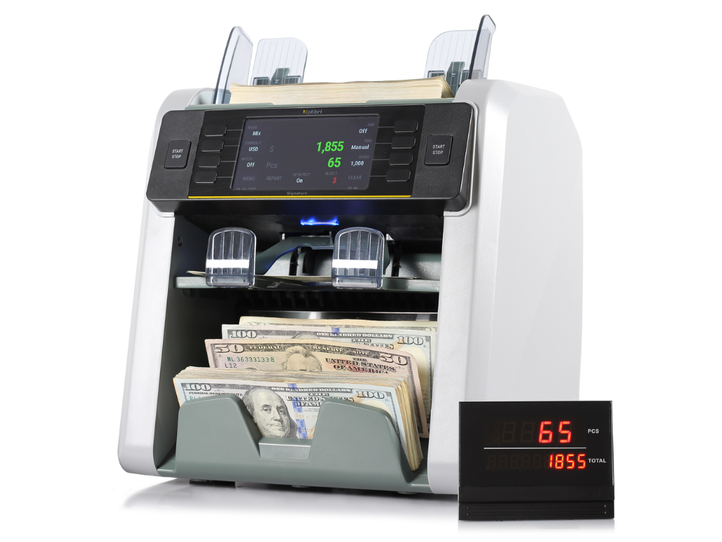 Kolibri B SGN Signature 2 Pocket Mixed Bill Counter - Currency Sorter & Money Reader for Cash Counting - Perfect for Banks, Retail Stores & Small Businesses