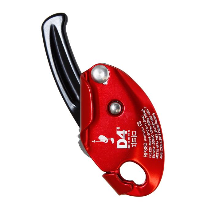 ISC D4 Industrial Descender - Professional Safety Equipment for Rope Access, Rescue & Climbing | Heavy Duty Red Descender for Work at Height, Caving & Industrial Applications