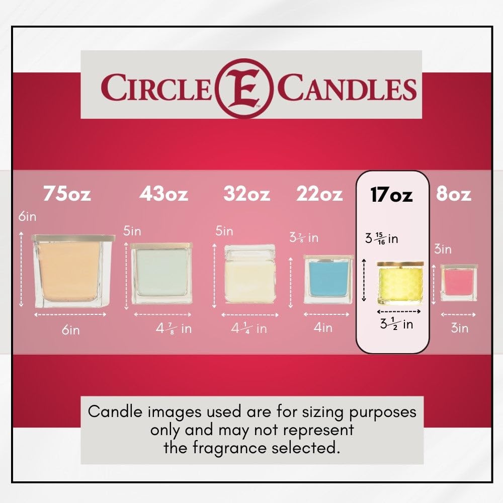 Circle E Candles - Lemon Scented Medium Jar Candle (17oz, 2 Wicks) for Home Fragrance, Relaxation & Aromatherapy | Perfect for Living Room, Bedroom & Bathroom Decor