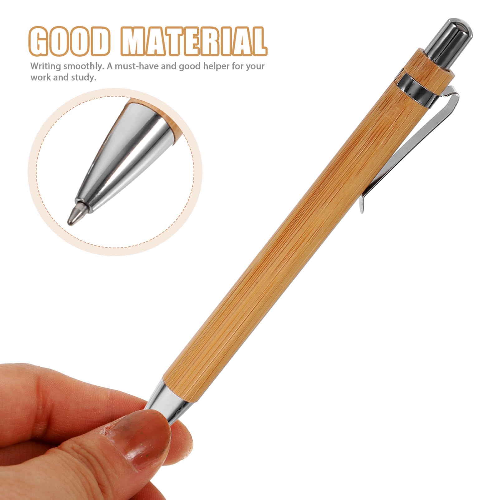 Premium Bamboo Ballpoint Pens - 5 Pack Retractable Smooth Writing Pens for School, Office & Journaling | Eco-Friendly Wooden Pens for Gifts, Note Taking & Everyday Use