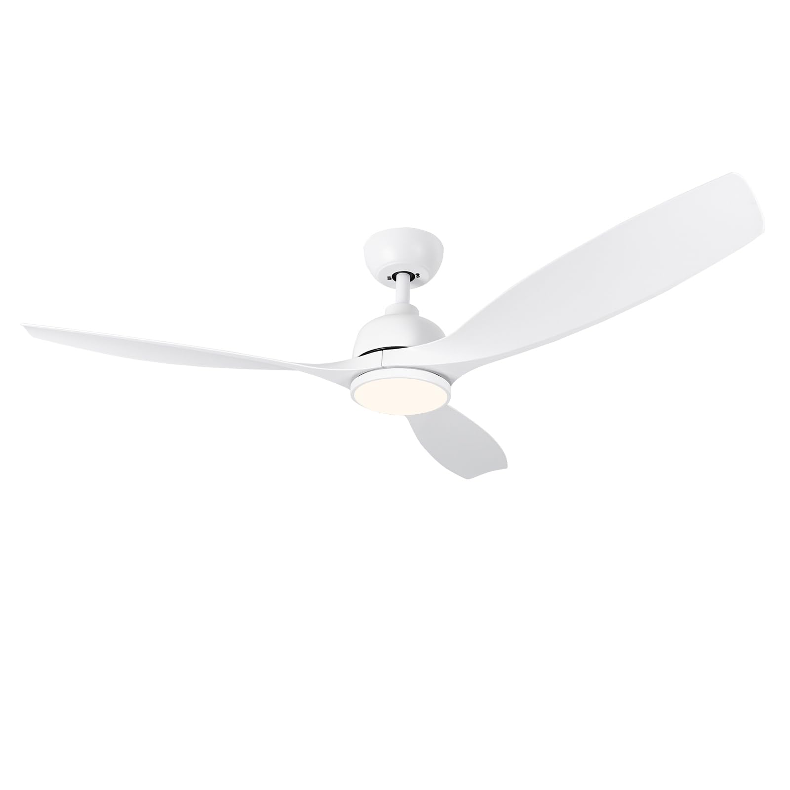 52 Inch Modern White Ceiling Fan with Lights - Remote & APP Control, Dimmable 3-Color Temperature, 2 Rods - Perfect for Living Room, Bedroom, Patio Indoor/Outdoor Use