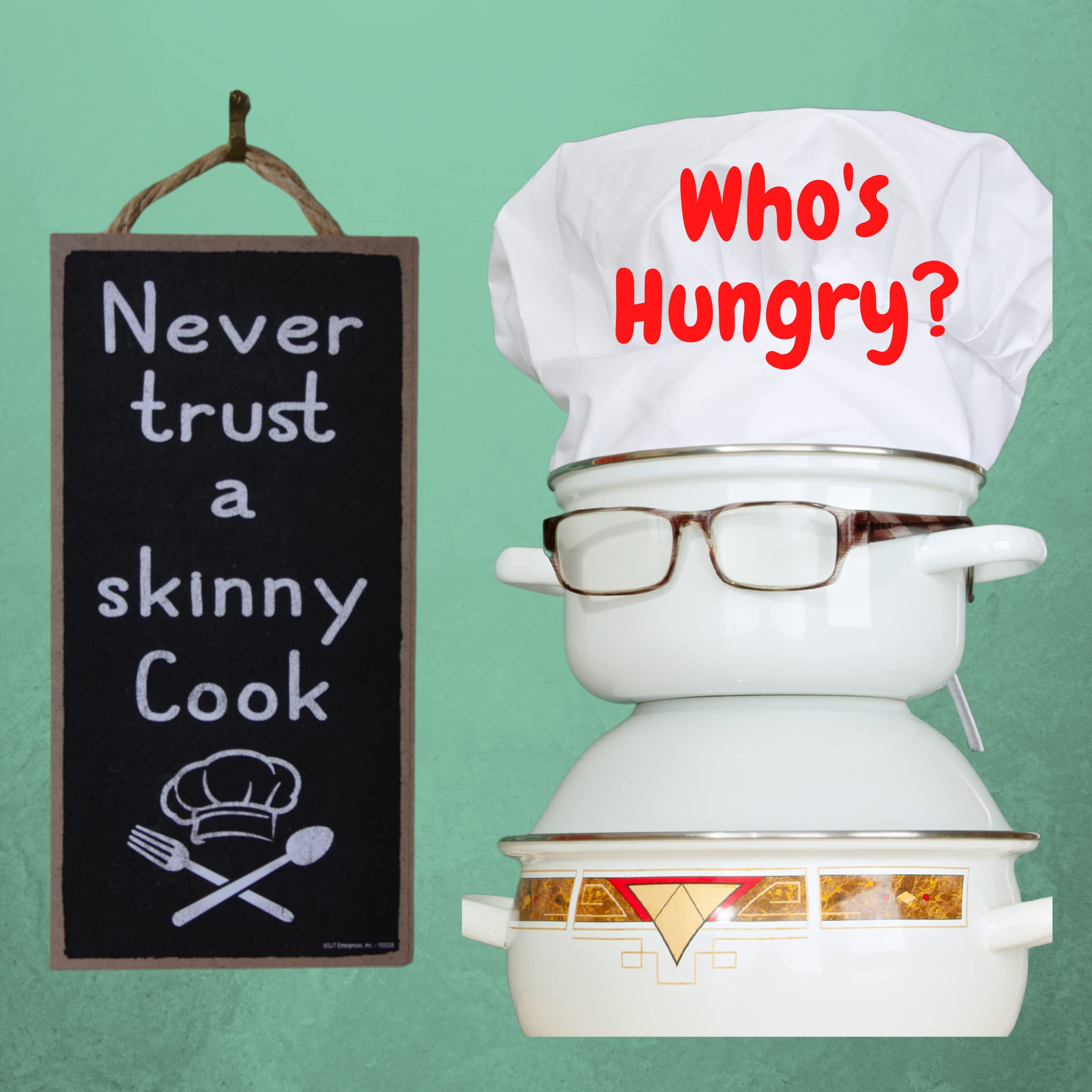 Funny Kitchen Wall Decor - Popfizzy 'Never Trust a Skinny Cook' Sign, 5