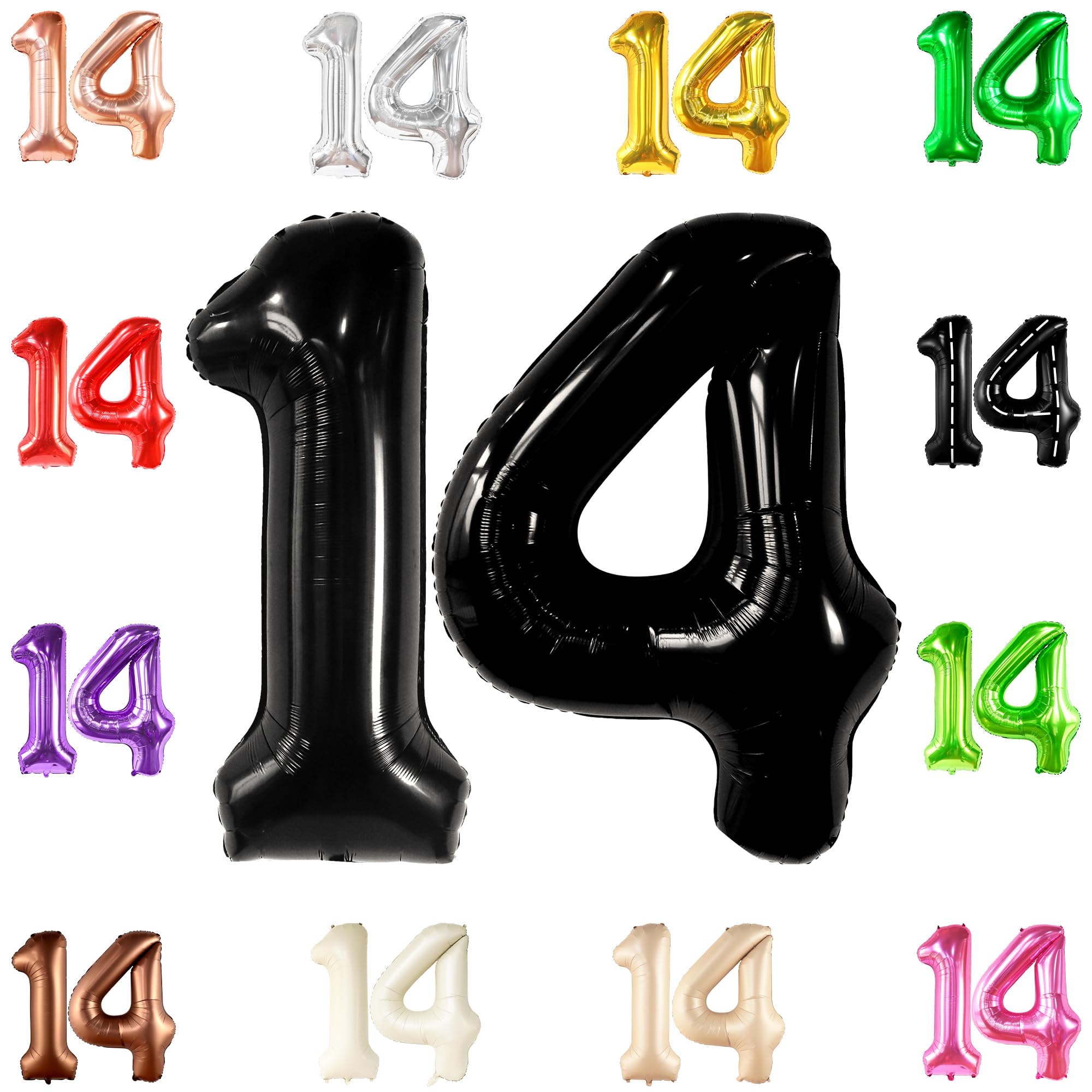KatchOn 40 Inch Giant Black 14 Balloon Numbers Foil - Birthday Party Decorations for Boys | 14th Birthday Balloons for Teen Boy Party Supplies | Perfect for Birthday Parties, Graduations & Special Celebrations