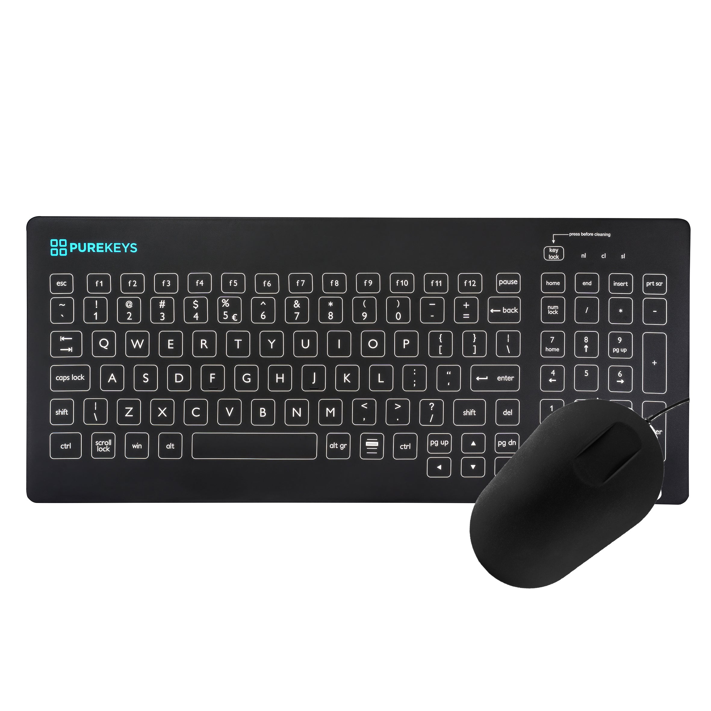 Purekeys Compact Wired Keyboard and Mouse Set - Black | Ergonomic USB Desktop Combo for Office, Gaming & Home Use