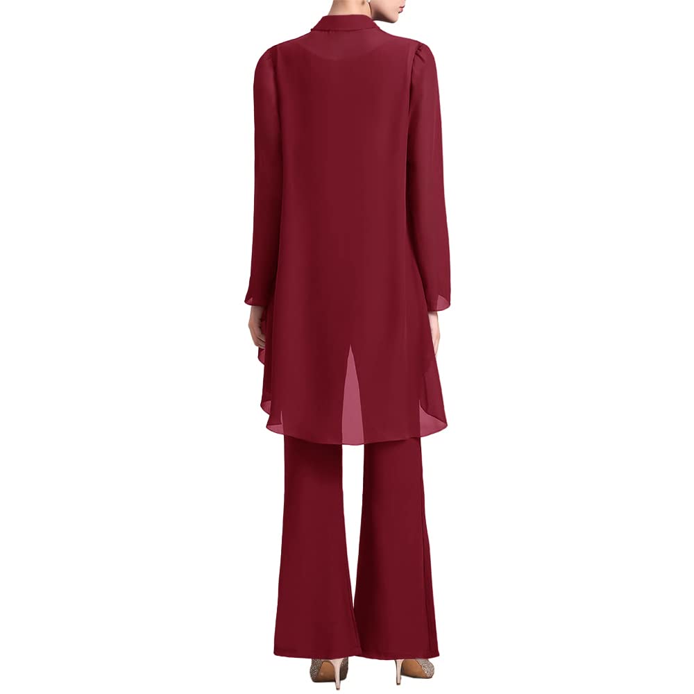 Elegant Zongqiven Women's 3-Piece Chiffon Pant Suit Set - Mother of The Bride Outfit for Weddings, Evening Parties & Special Occasions | Formal Guest Attire with Flowy Blouse & Pants