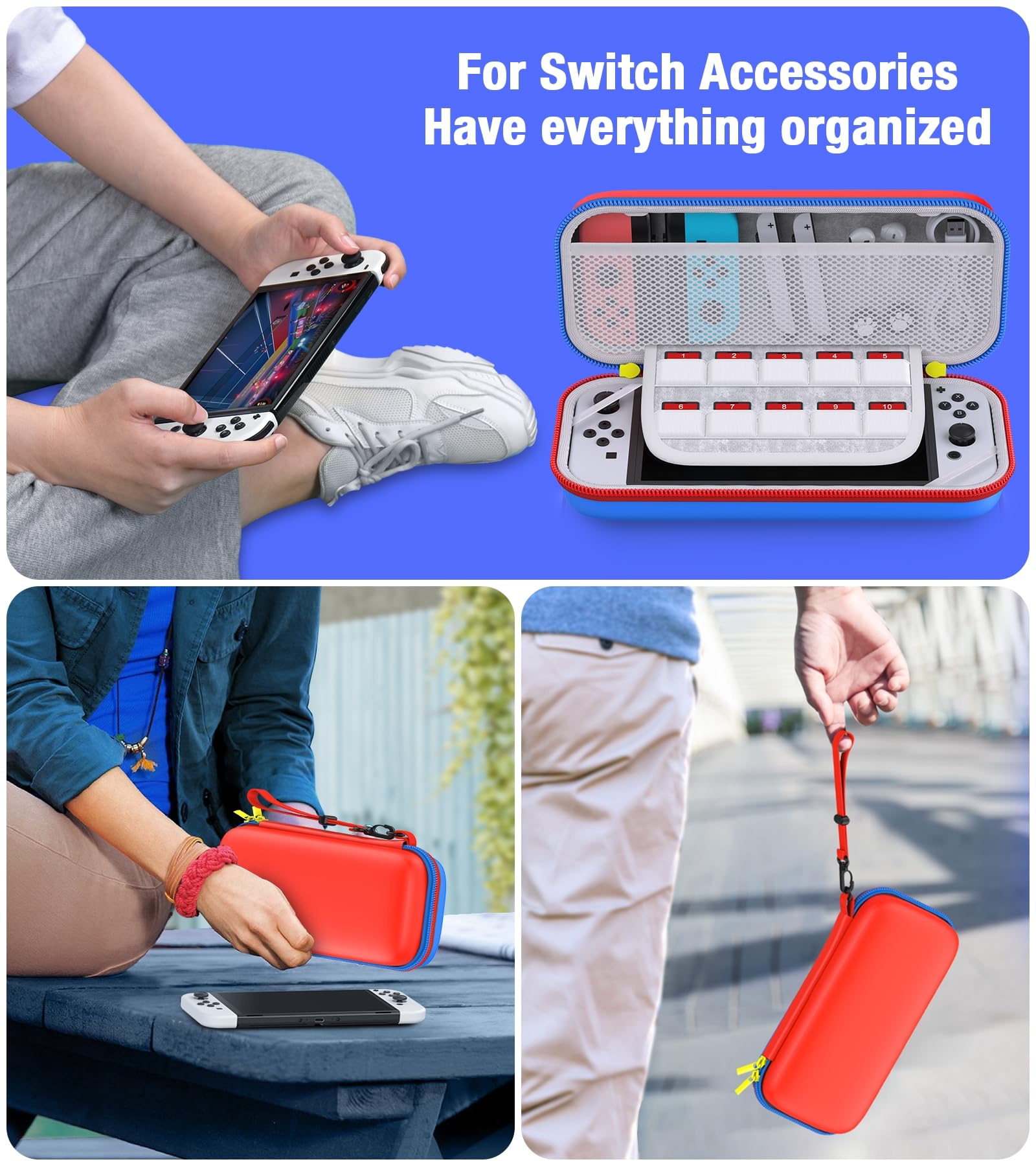 Durable Hard Shell Carrying Case for Nintendo Switch & Switch OLED - Protective Travel Case with Storage for Console, Joy-Cons & Accessories | Perfect for Gaming on the Go, Travel Protection, Home Storage
