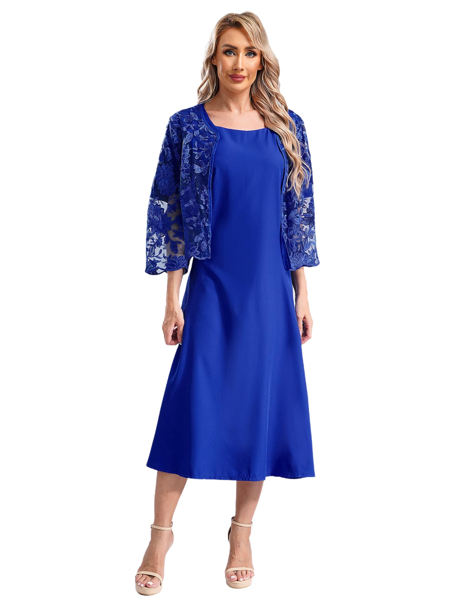 Elegant 2-Piece Lace Jacket Dress Set for Women - Wedding Guest, Formal Occasion, Mother of The Bride Long Maxi Dresses - Plus Size Options - Perfect for Weddings, Cocktail Parties & Special Events