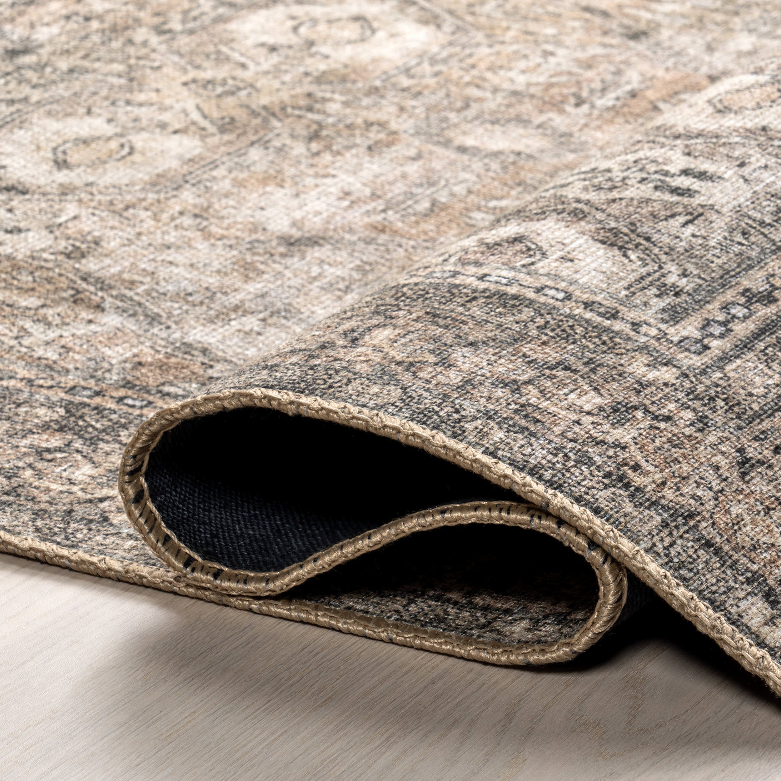 Chester Antiqued Jute Blend Rug - Brown Natural Fiber Area Rug for Living Room, Bedroom & Home Decor